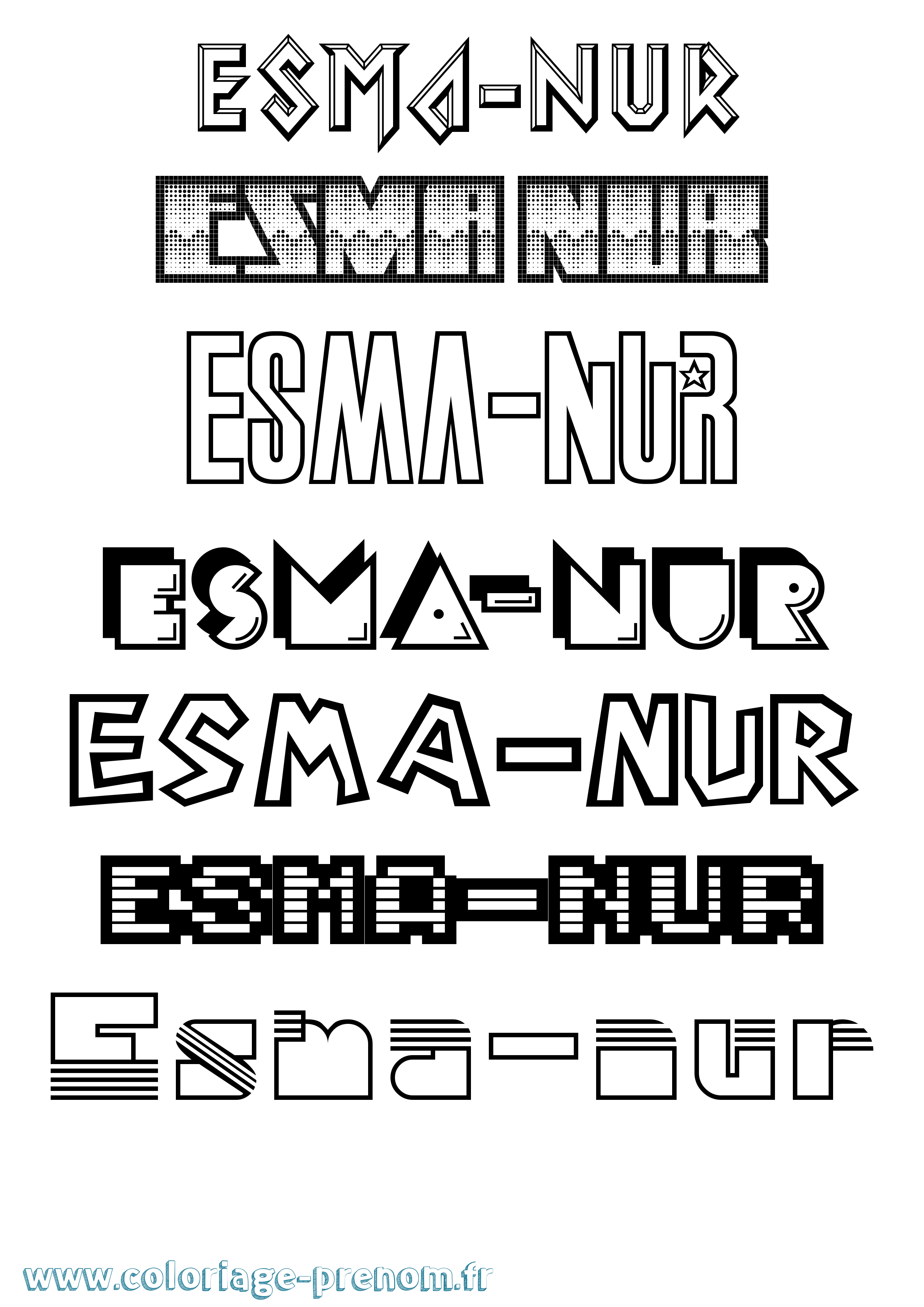 Coloriage Esma-Nur Jeux Vidéos Coloriage prénom Esma-Nur Jeux Vidéos