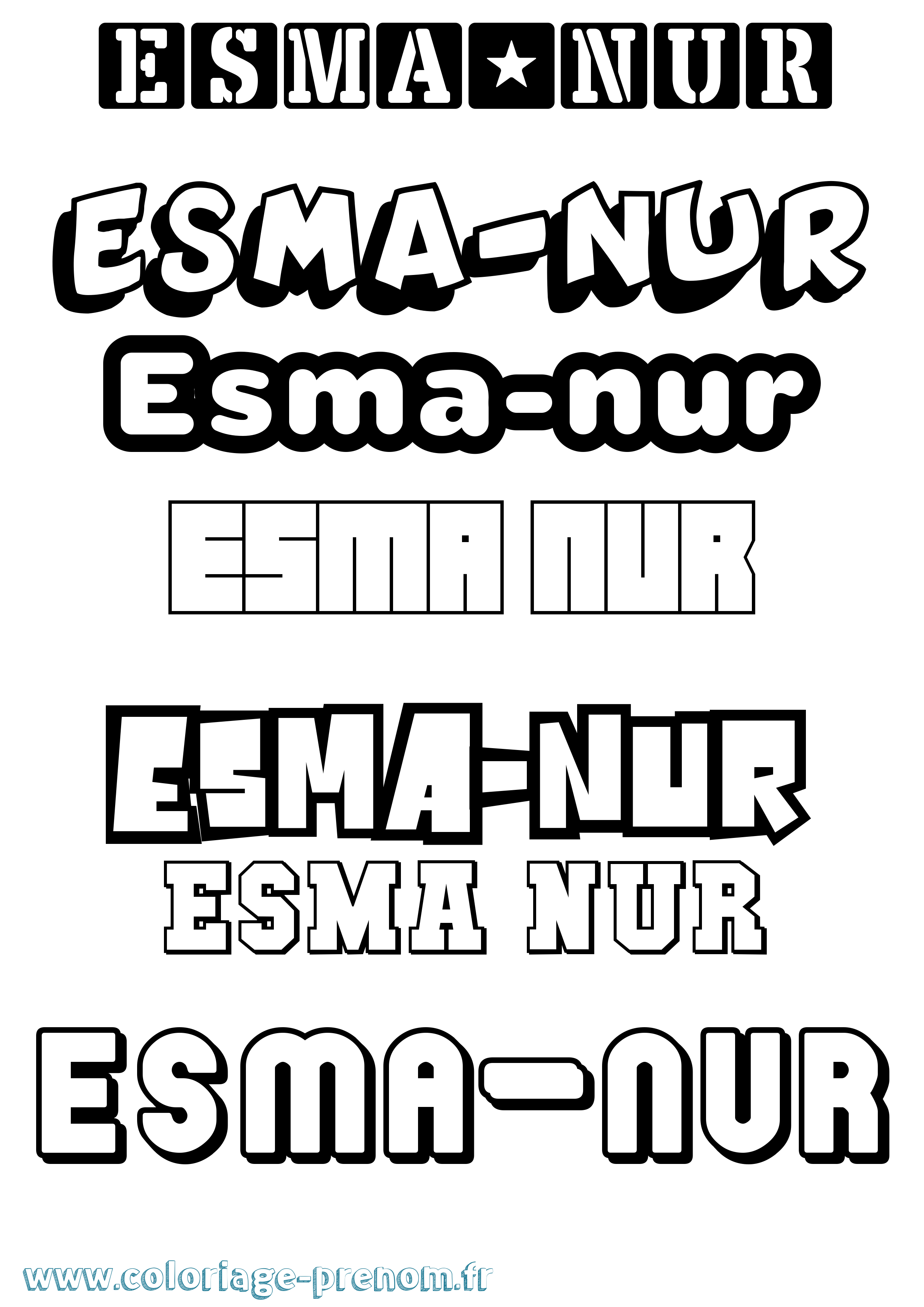 Coloriage Esma-Nur Simple Coloriage prénom Esma-Nur Simple
