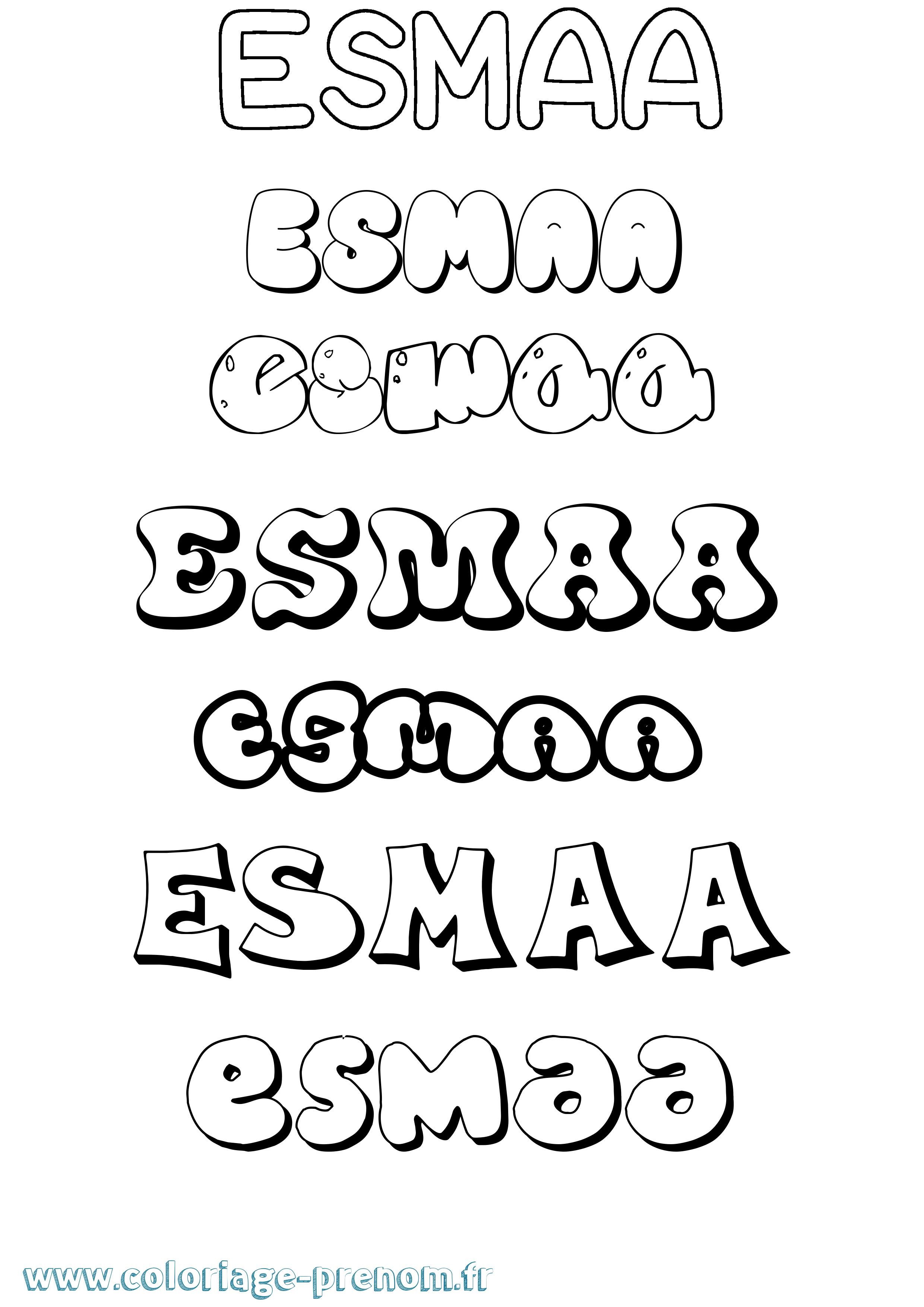 Coloriage Esmaa Bubble Coloriage prénom Esmaa Bubble