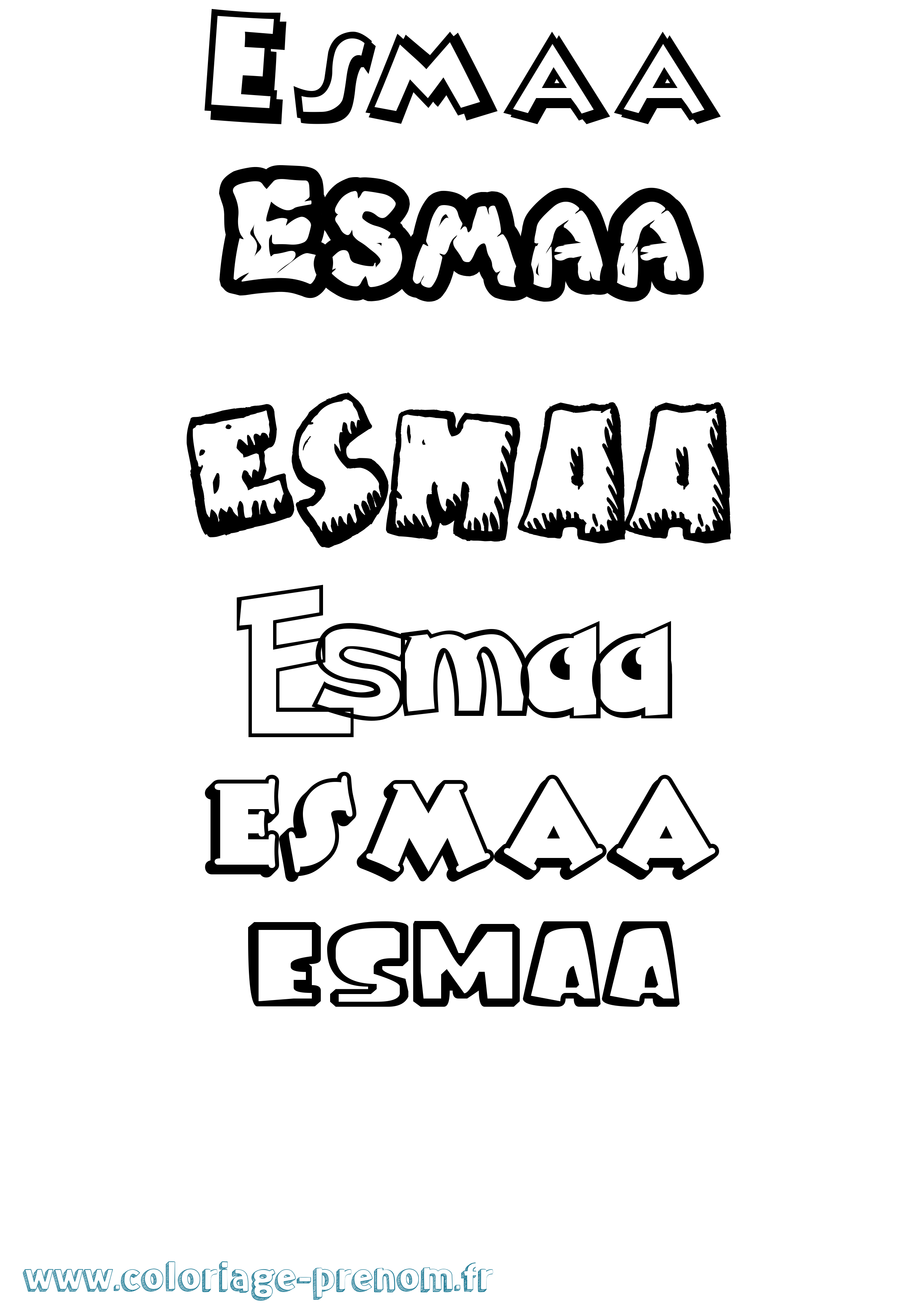 Coloriage Esmaa Dessin Animé Coloriage prénom Esmaa Dessin Animé