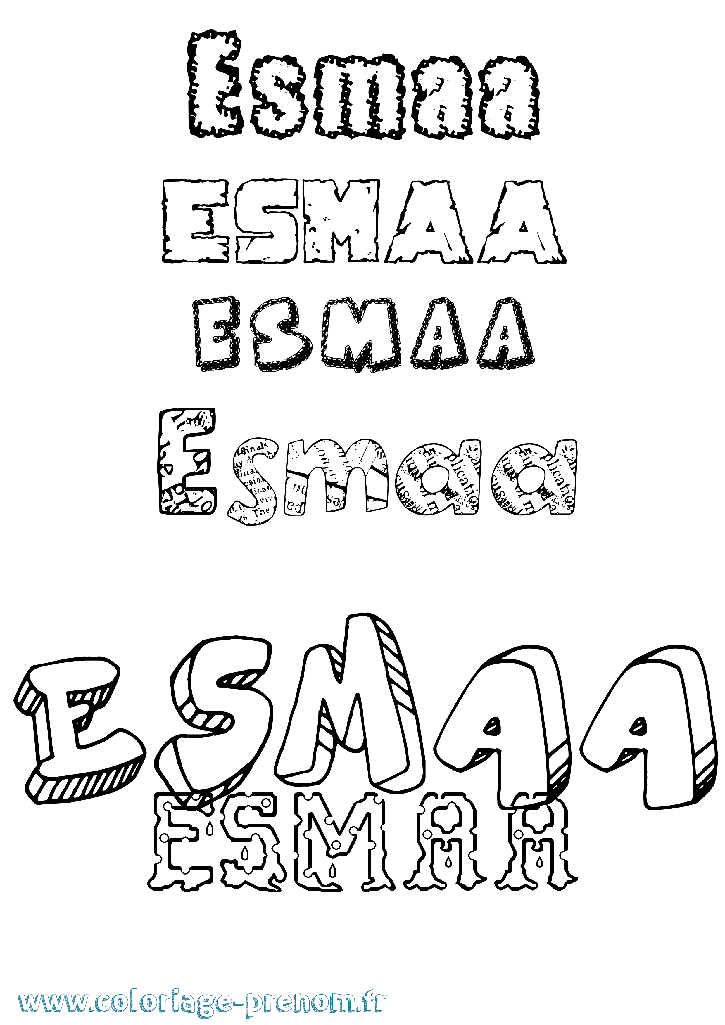 Coloriage Esmaa Destructuré Coloriage prénom Esmaa Destructuré