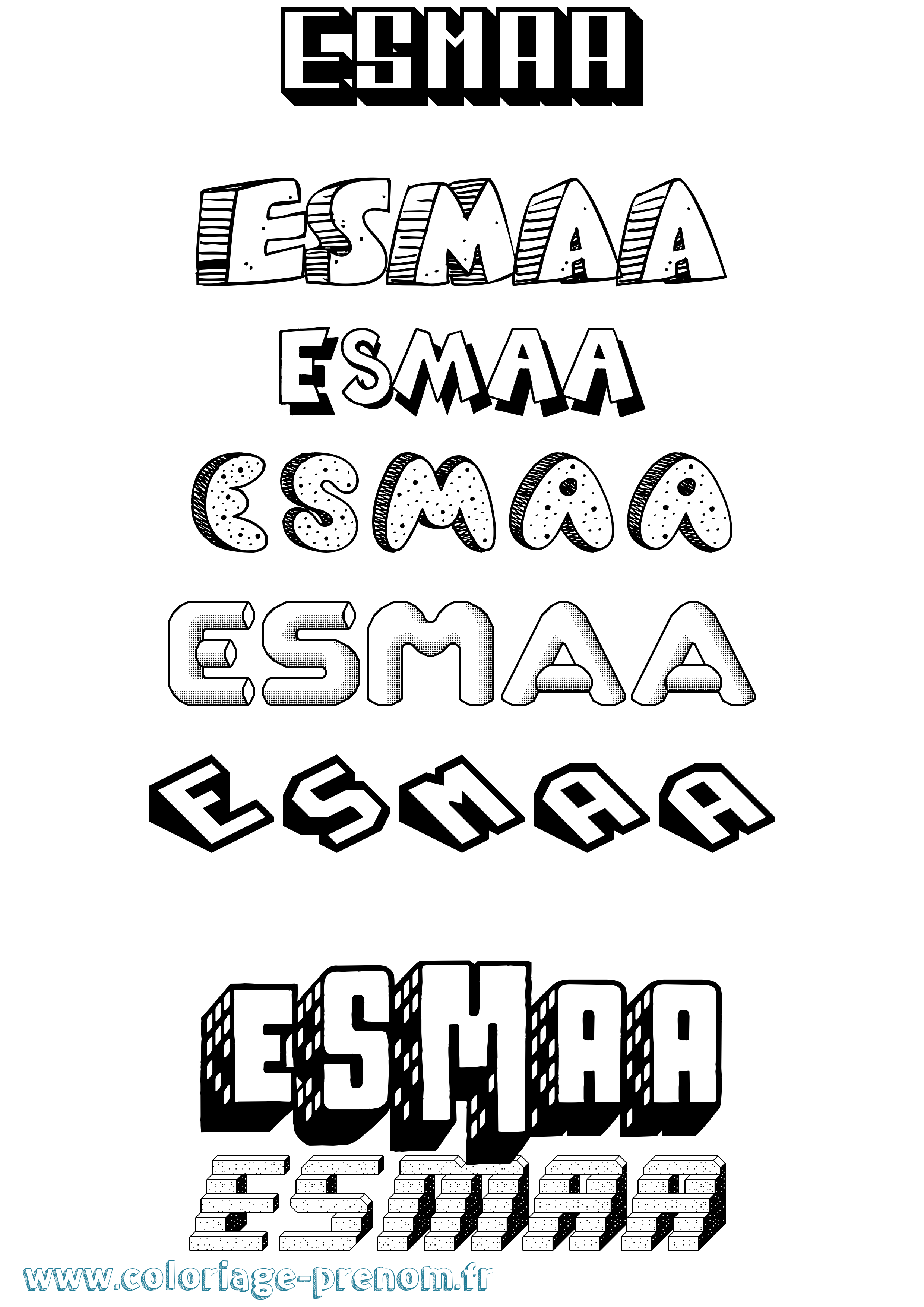 Coloriage Esmaa Effet 3D Coloriage prénom Esmaa Effet 3D