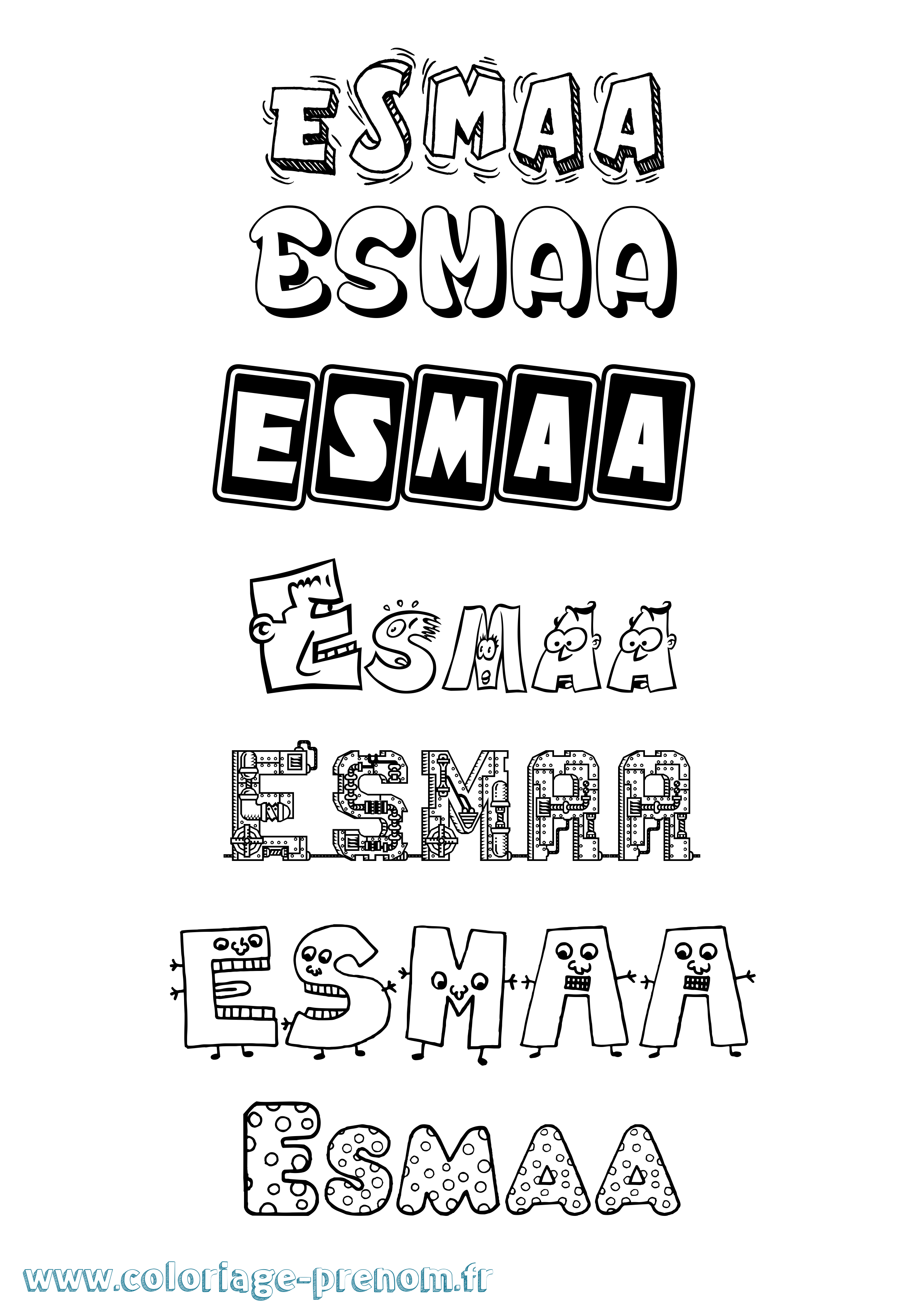 Coloriage Esmaa Fun Coloriage prénom Esmaa Fun