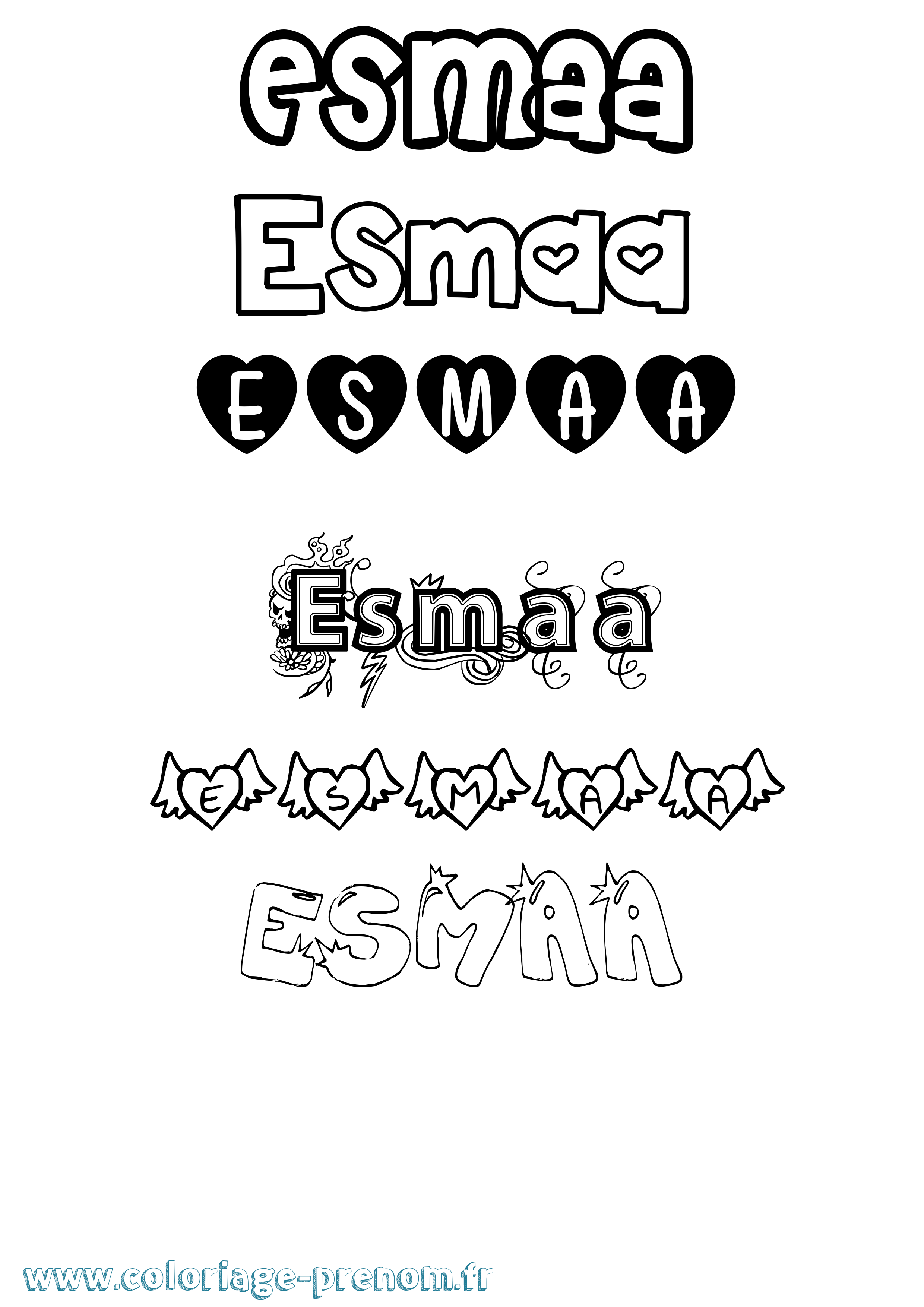 Coloriage Esmaa Girly Coloriage prénom Esmaa Girly
