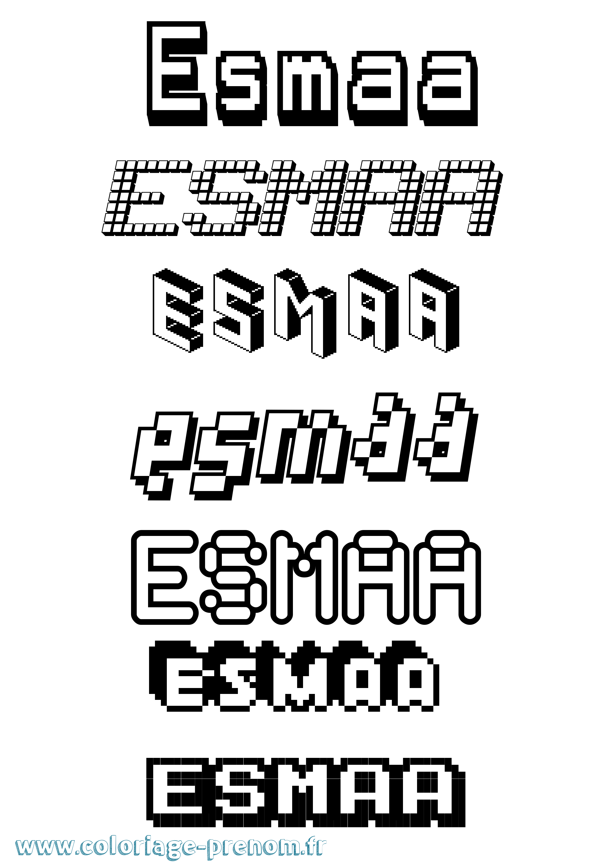 Coloriage Esmaa Pixel Coloriage prénom Esmaa Pixel