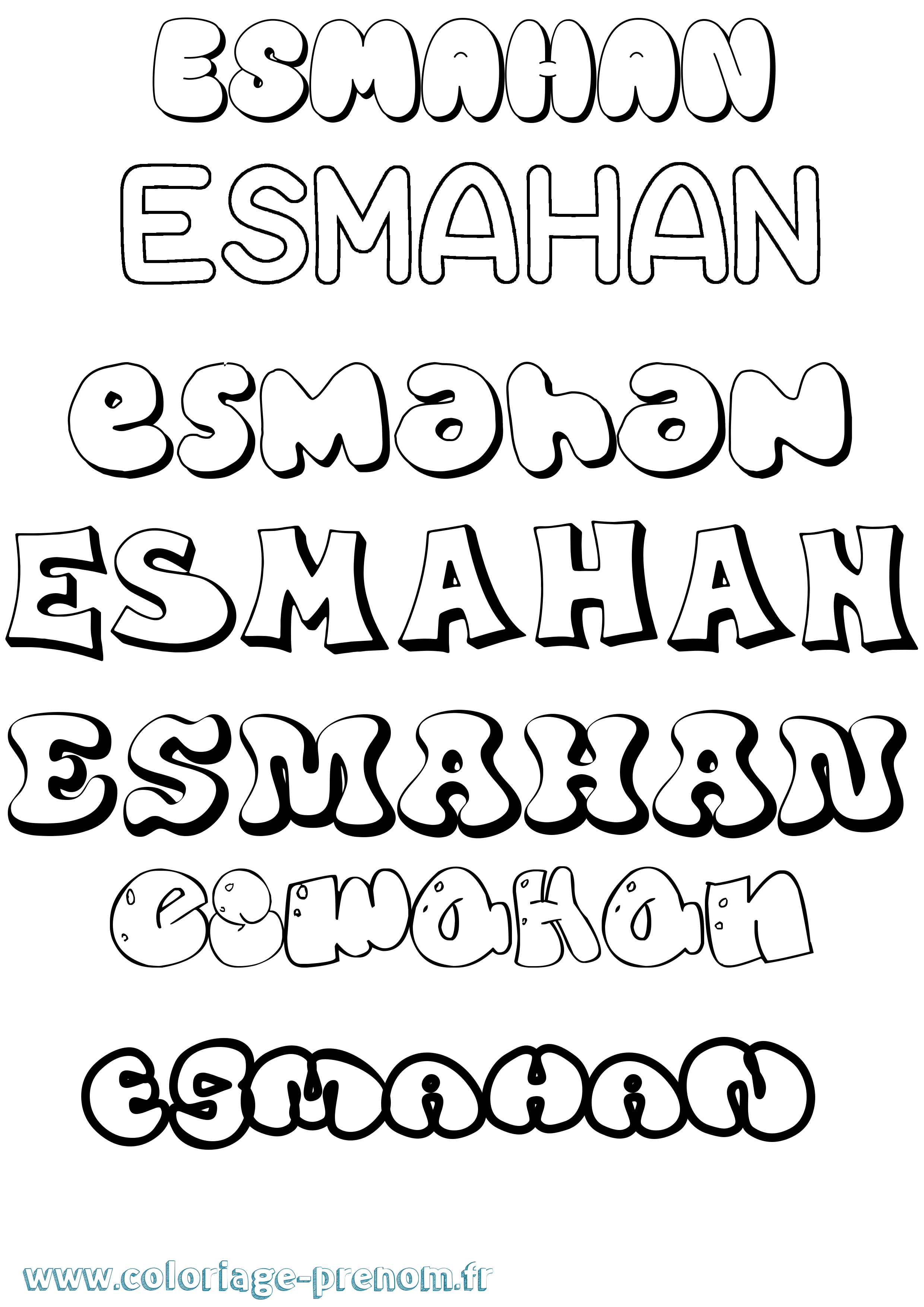 Coloriage Esmahan Bubble Coloriage prénom Esmahan Bubble