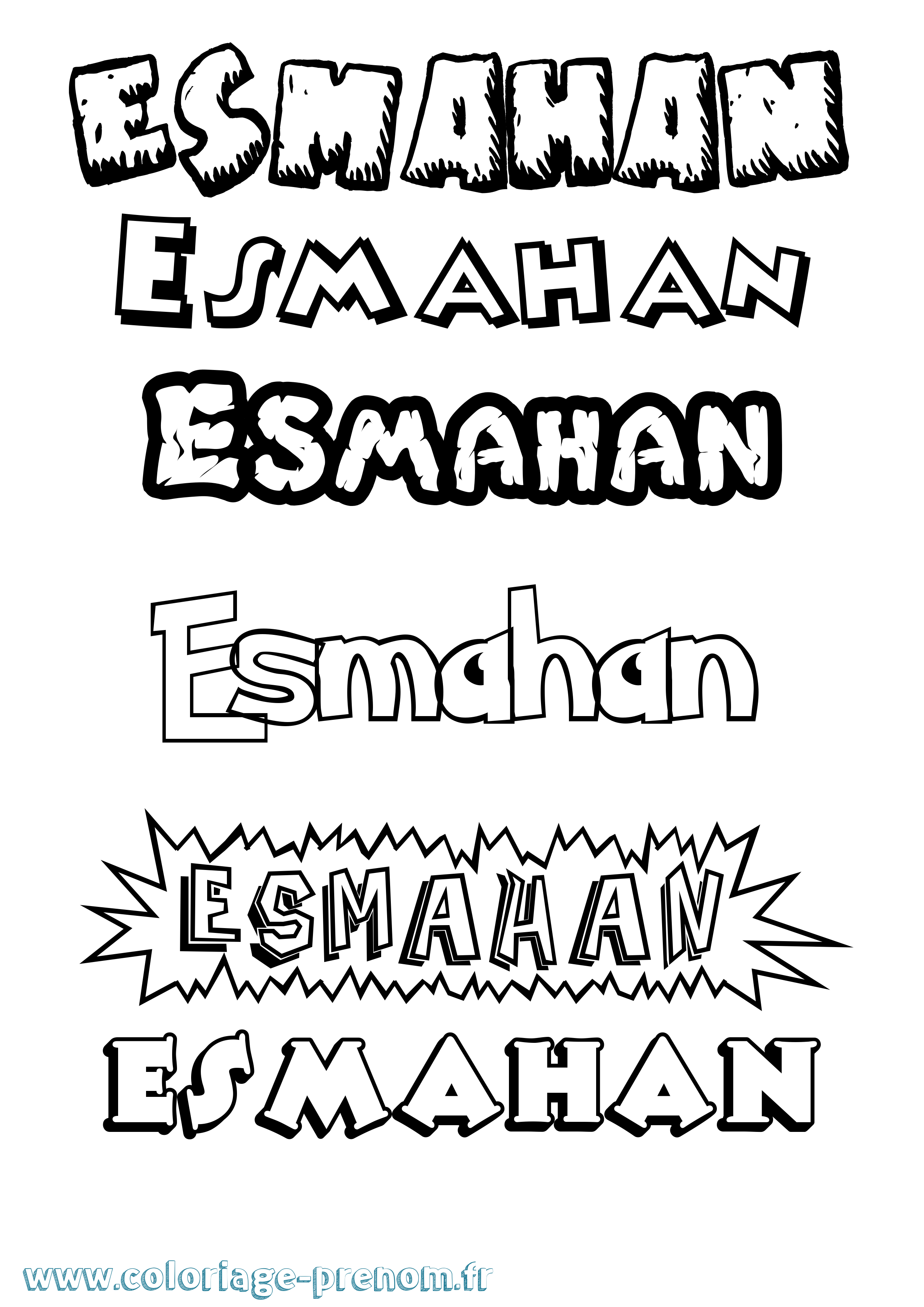Coloriage Esmahan Dessin Animé Coloriage prénom Esmahan Dessin Animé