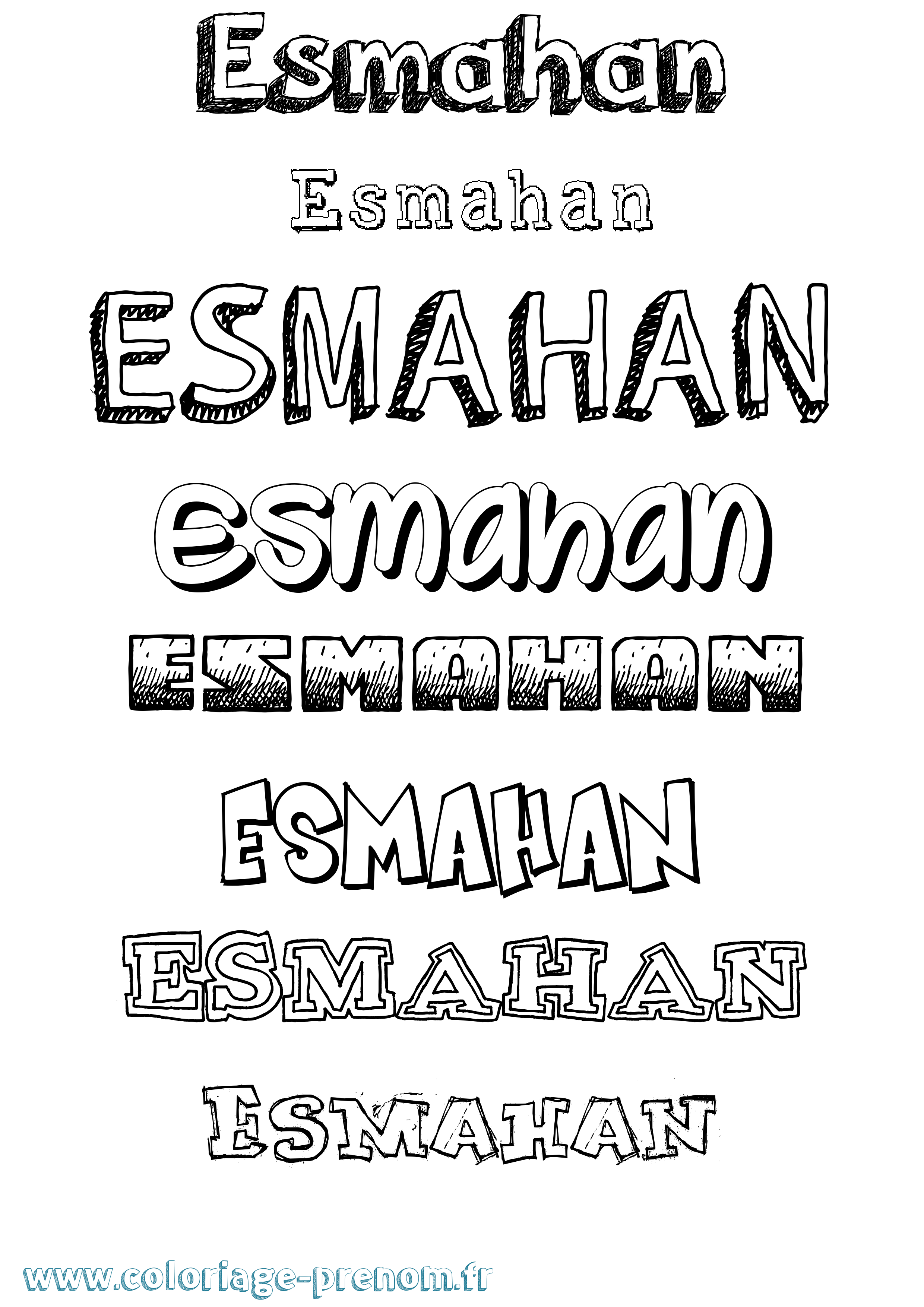 Coloriage Esmahan Dessiné Coloriage prénom Esmahan Dessiné