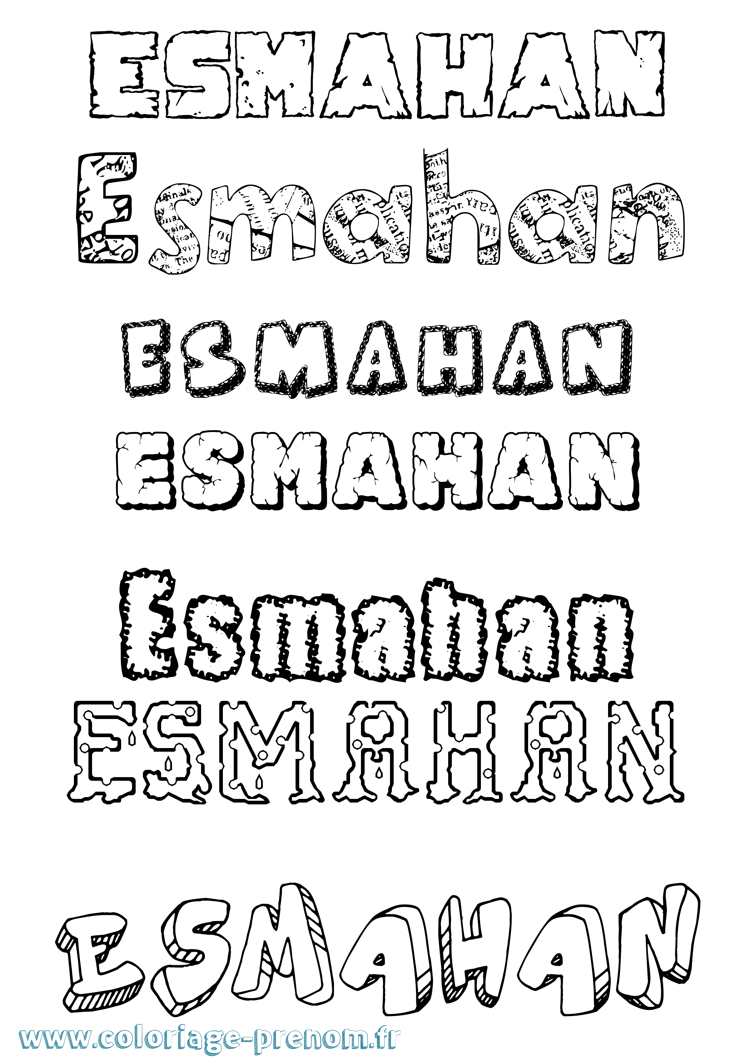 Coloriage Esmahan Destructuré Coloriage prénom Esmahan Destructuré