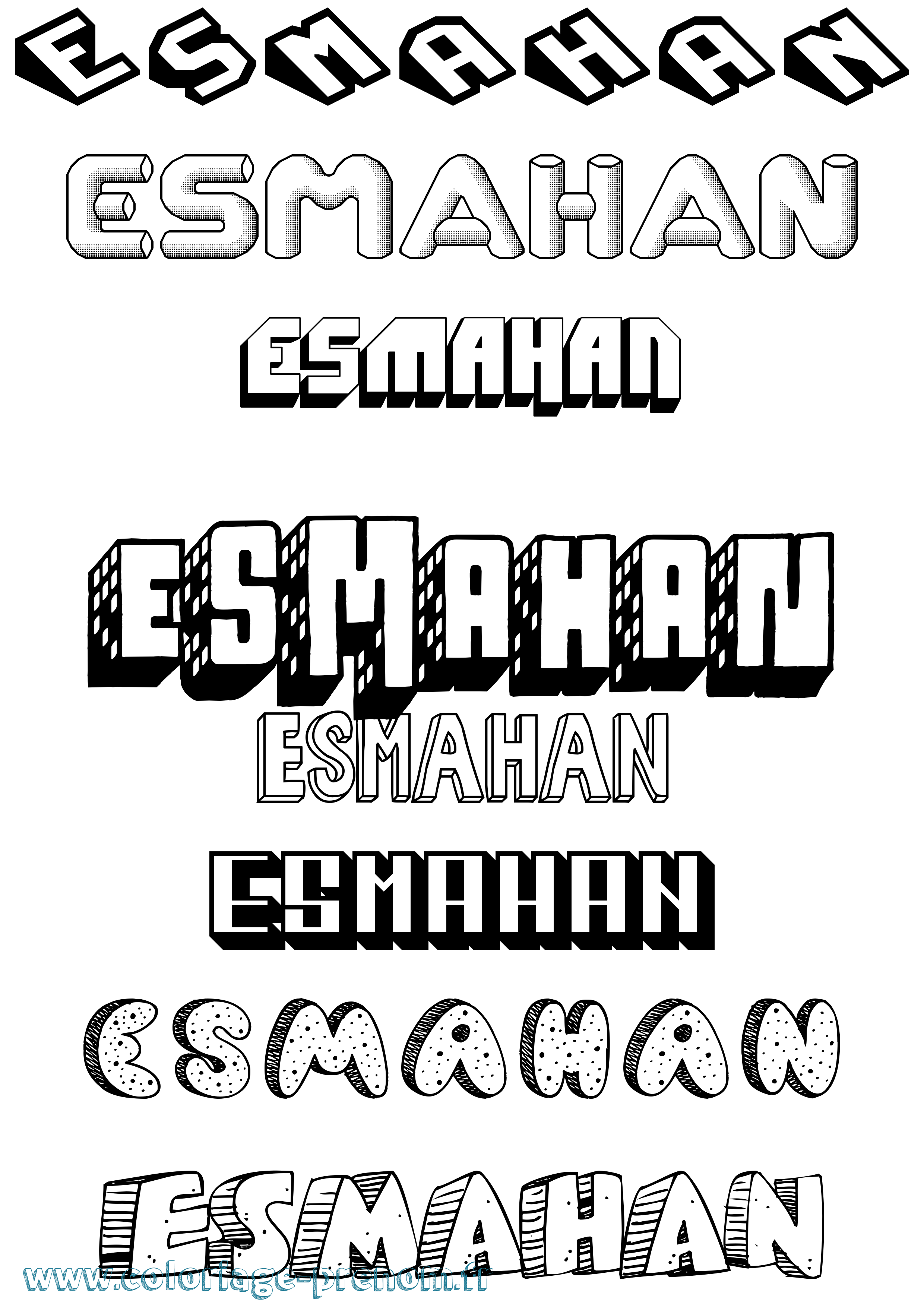 Coloriage Esmahan Effet 3D Coloriage prénom Esmahan Effet 3D