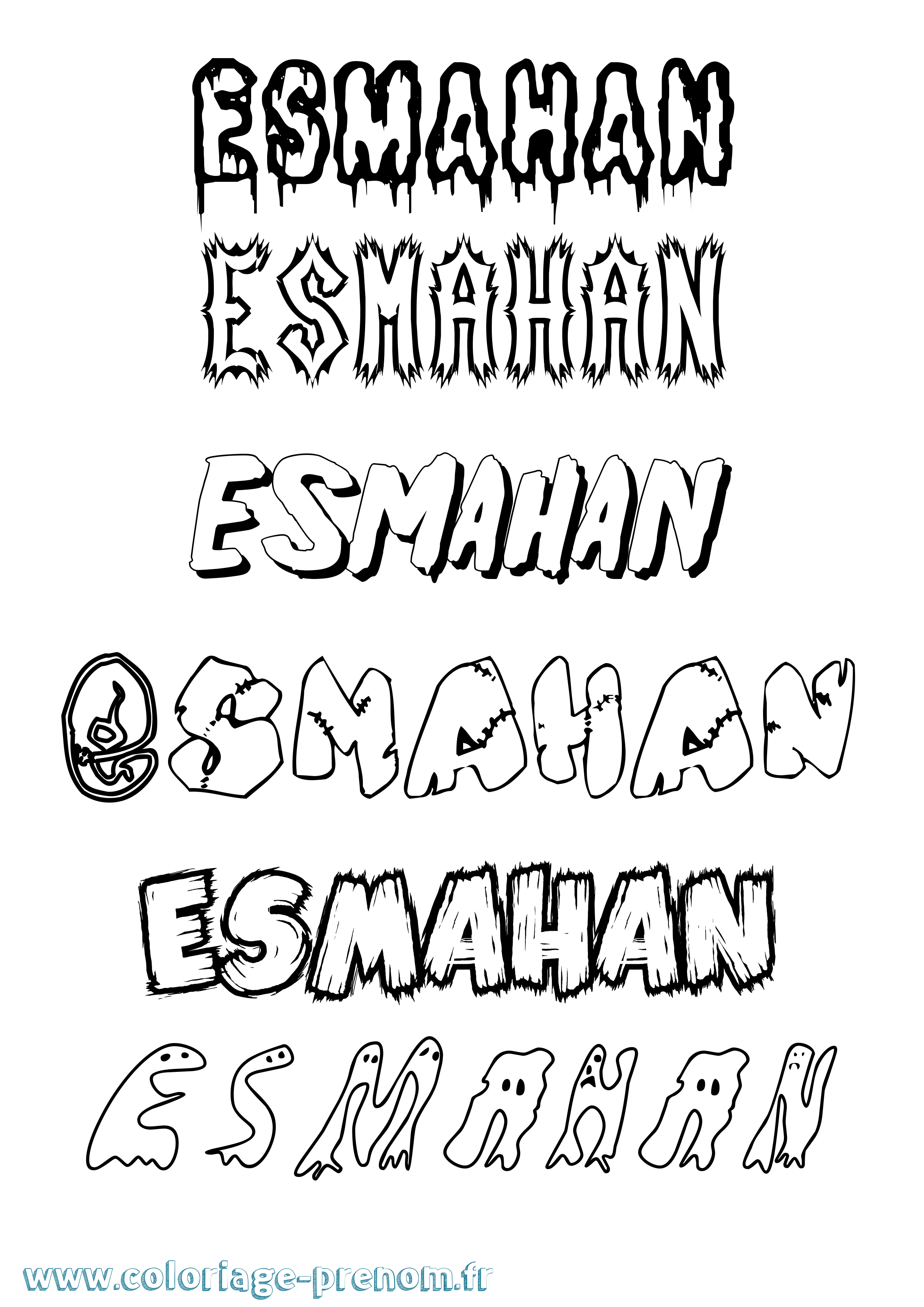 Coloriage Esmahan Frisson Coloriage prénom Esmahan Frisson