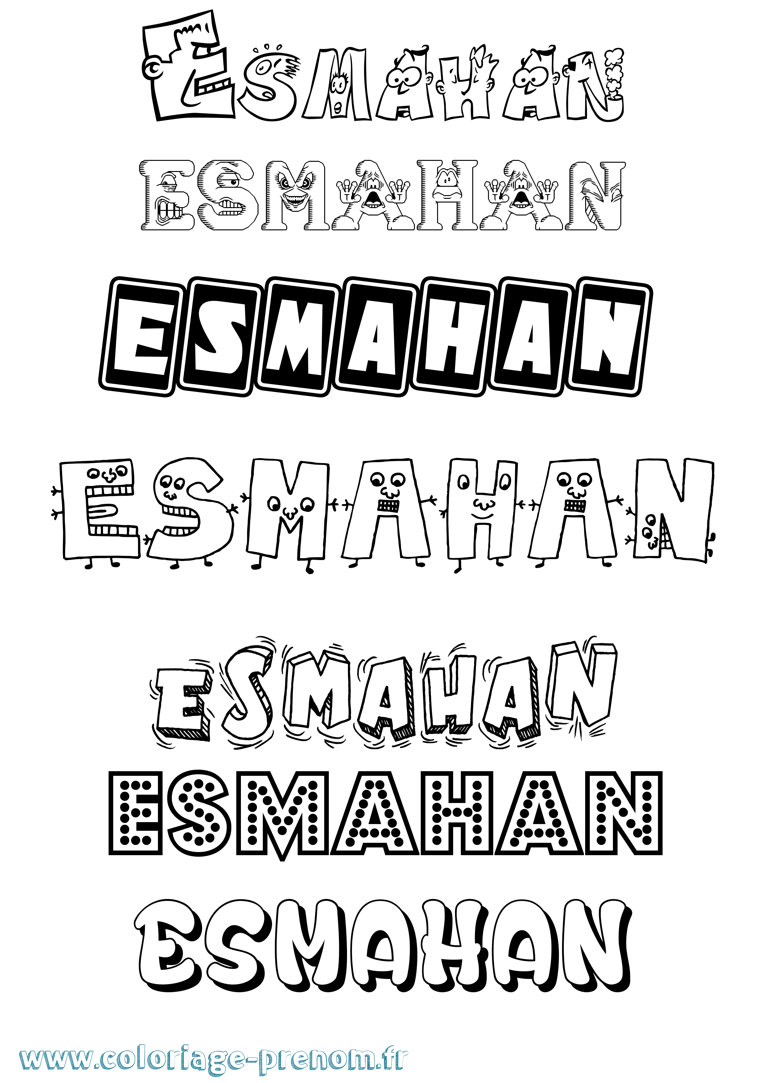 Coloriage Esmahan Fun Coloriage prénom Esmahan Fun