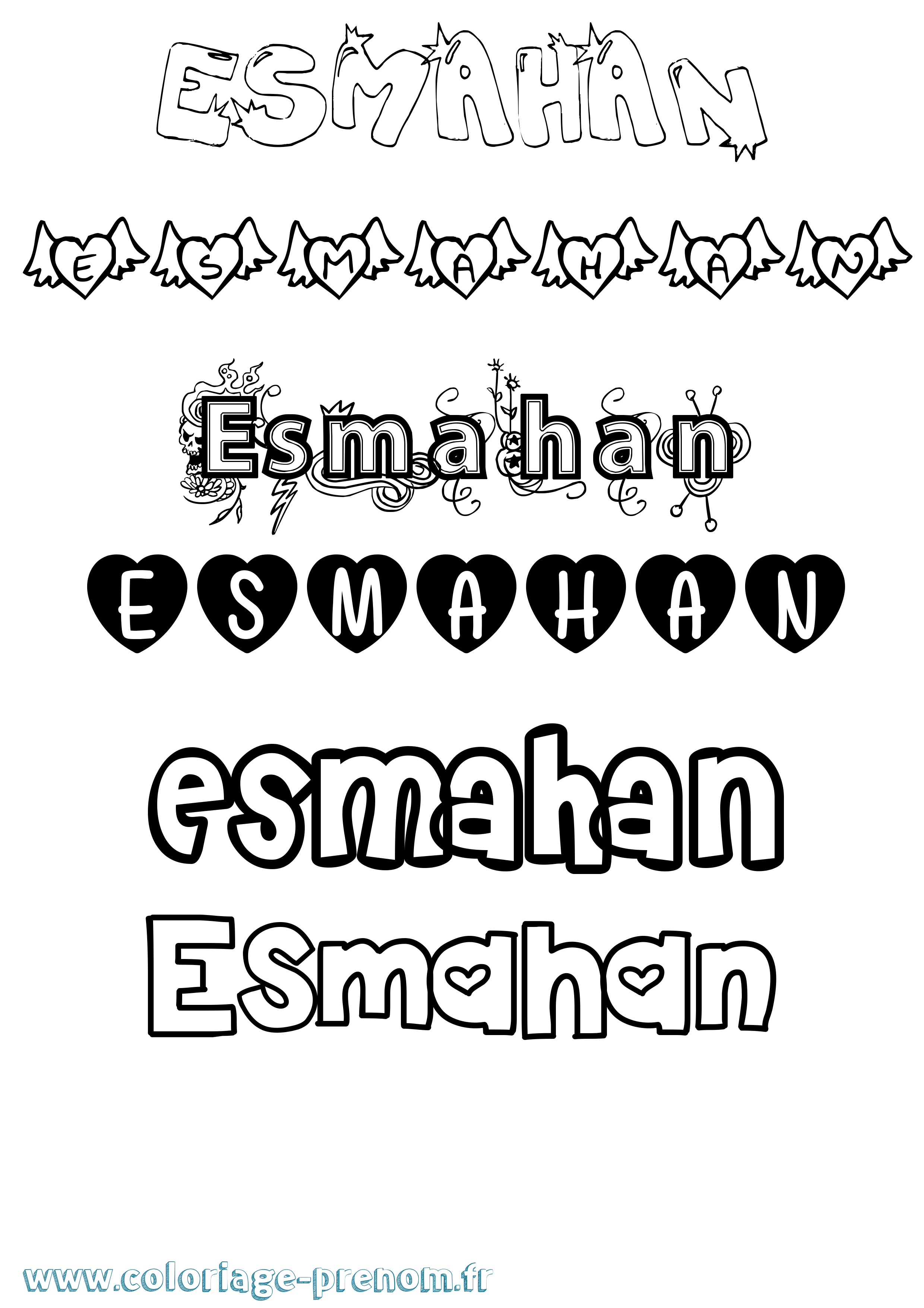 Coloriage Esmahan Girly Coloriage prénom Esmahan Girly