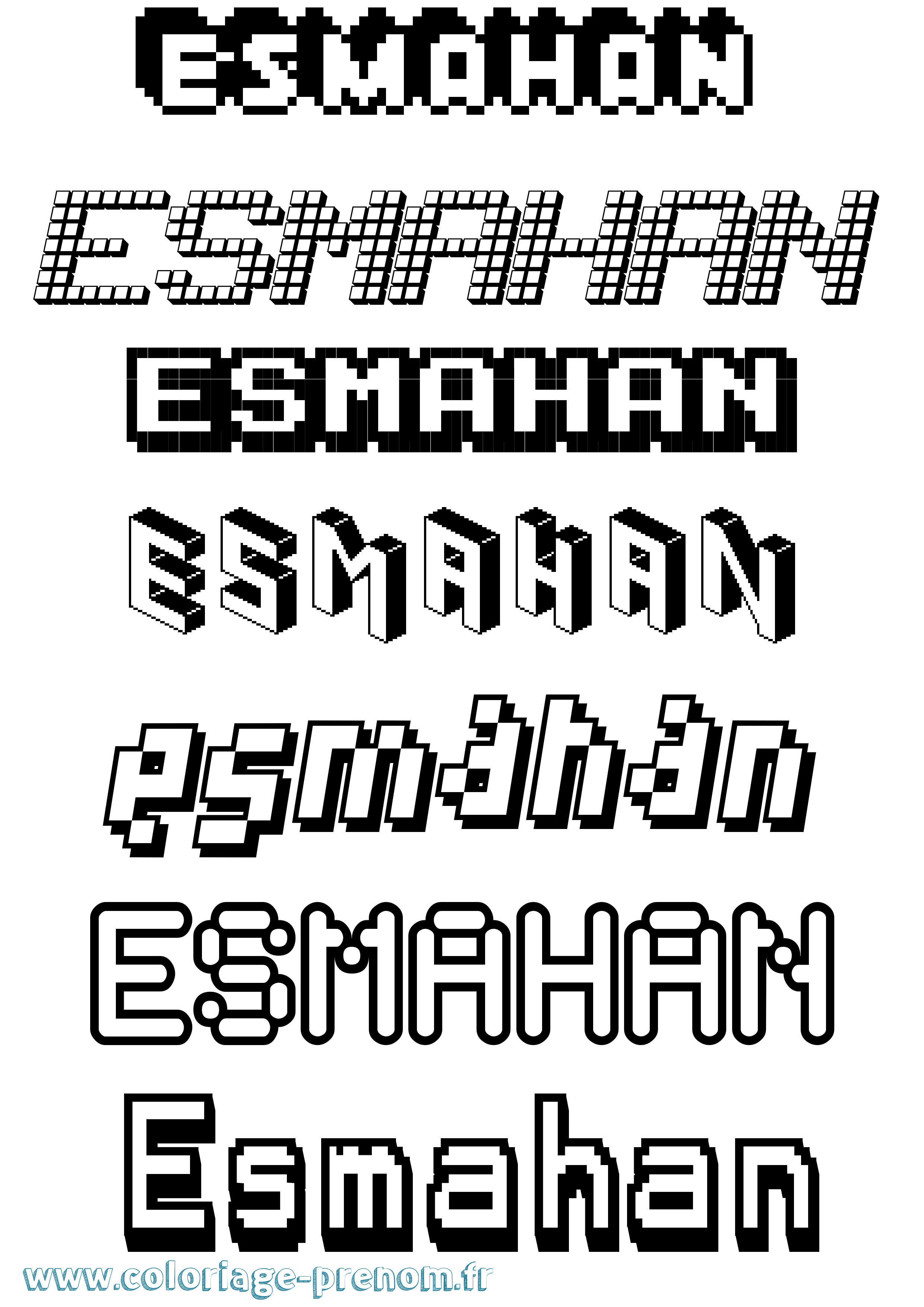 Coloriage Esmahan Pixel Coloriage prénom Esmahan Pixel