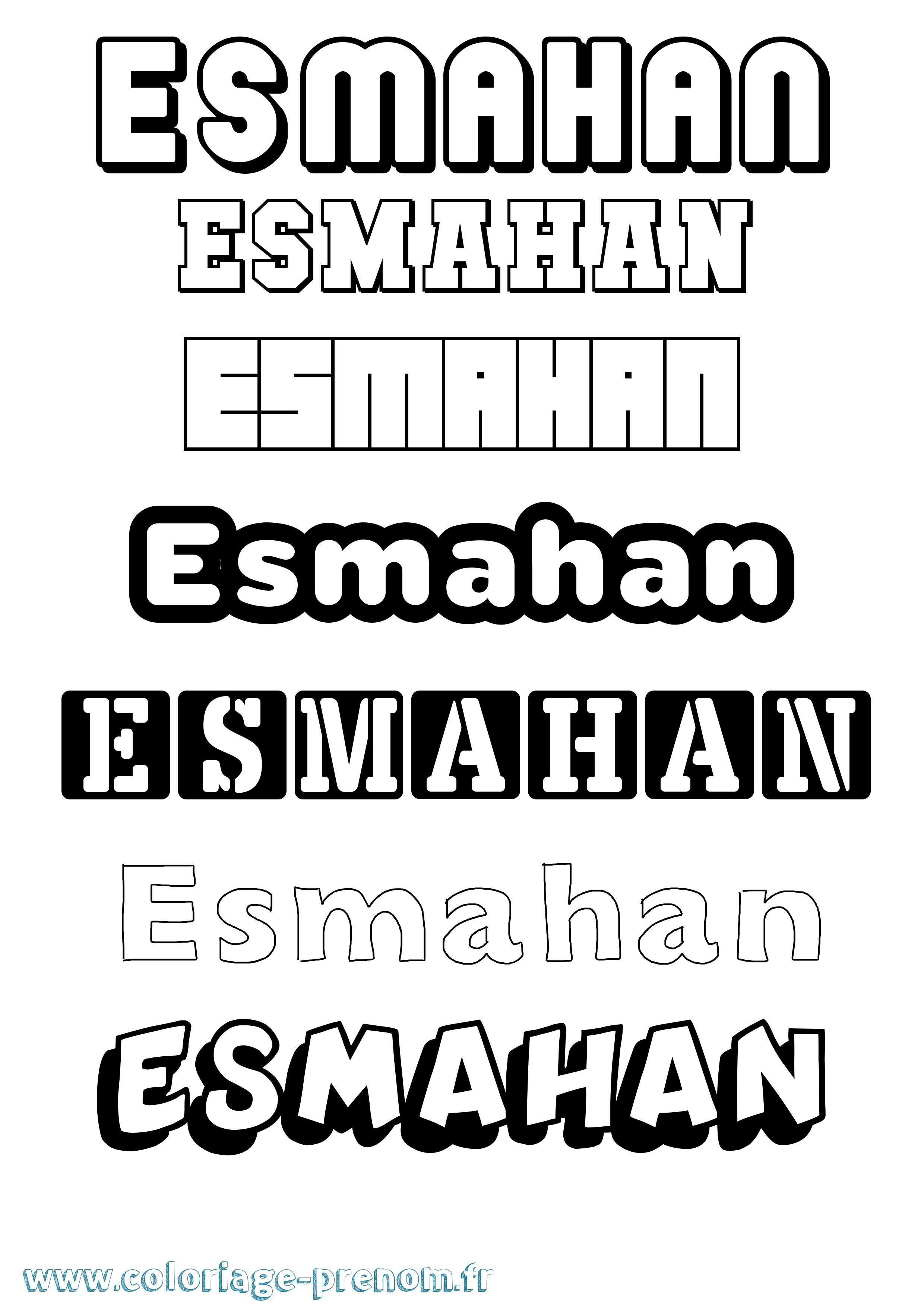 Coloriage Esmahan Simple Coloriage prénom Esmahan Simple