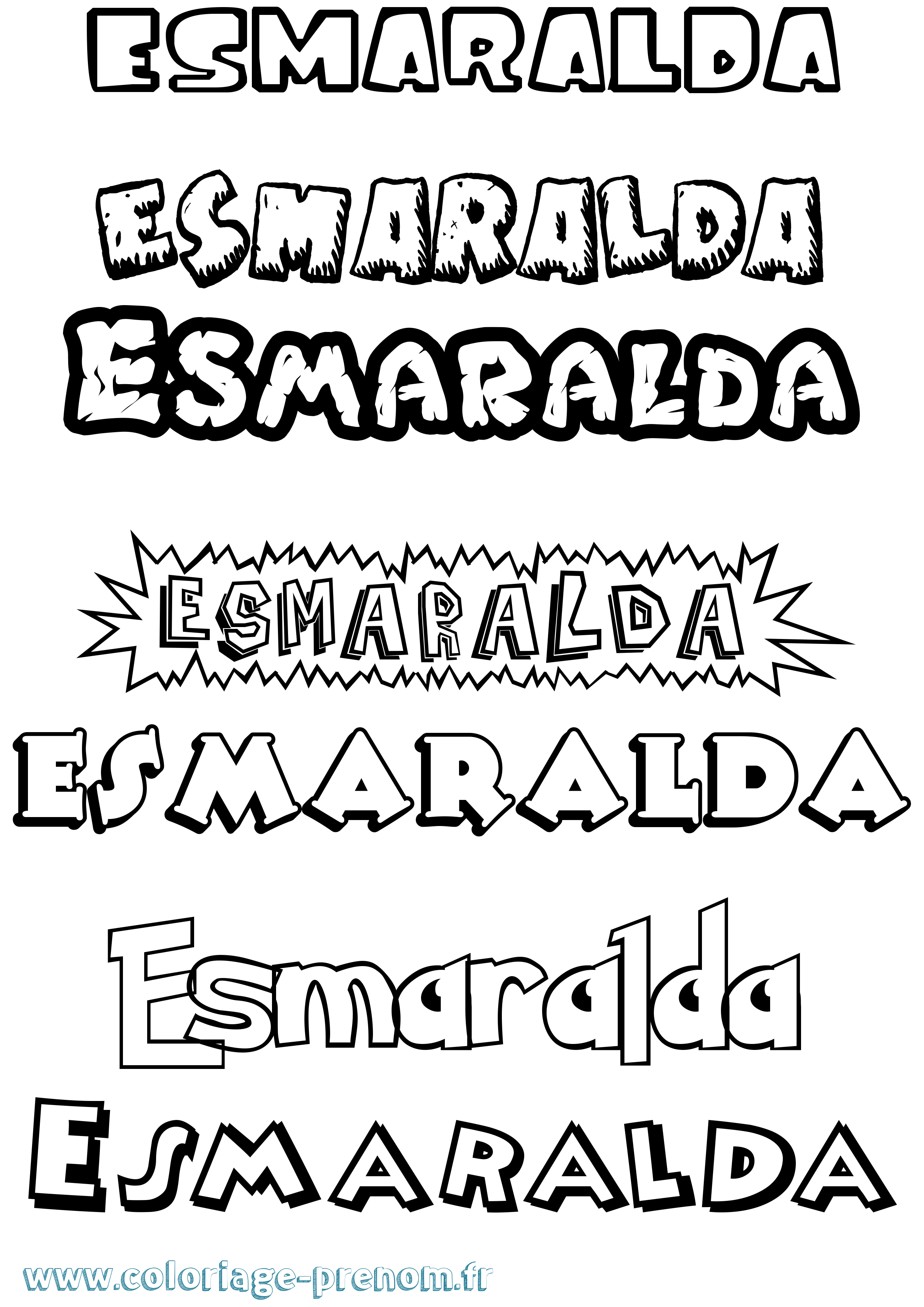 Coloriage Esmaralda Dessin Animé Coloriage prénom Esmaralda Dessin Animé
