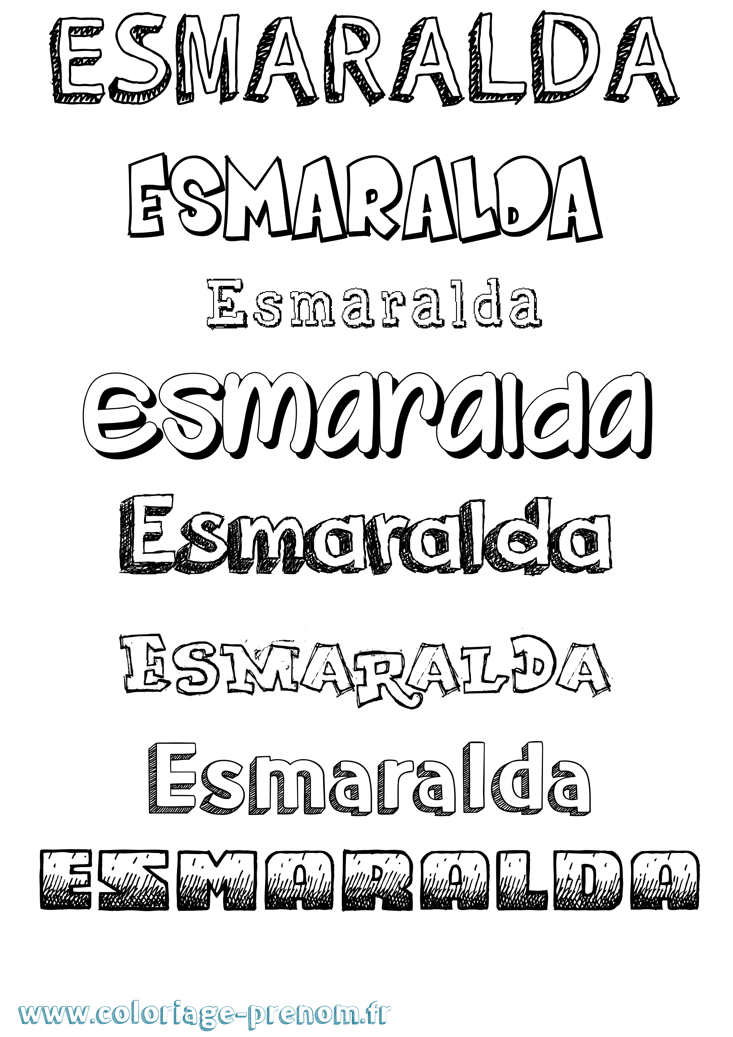 Coloriage Esmaralda Dessiné Coloriage prénom Esmaralda Dessiné