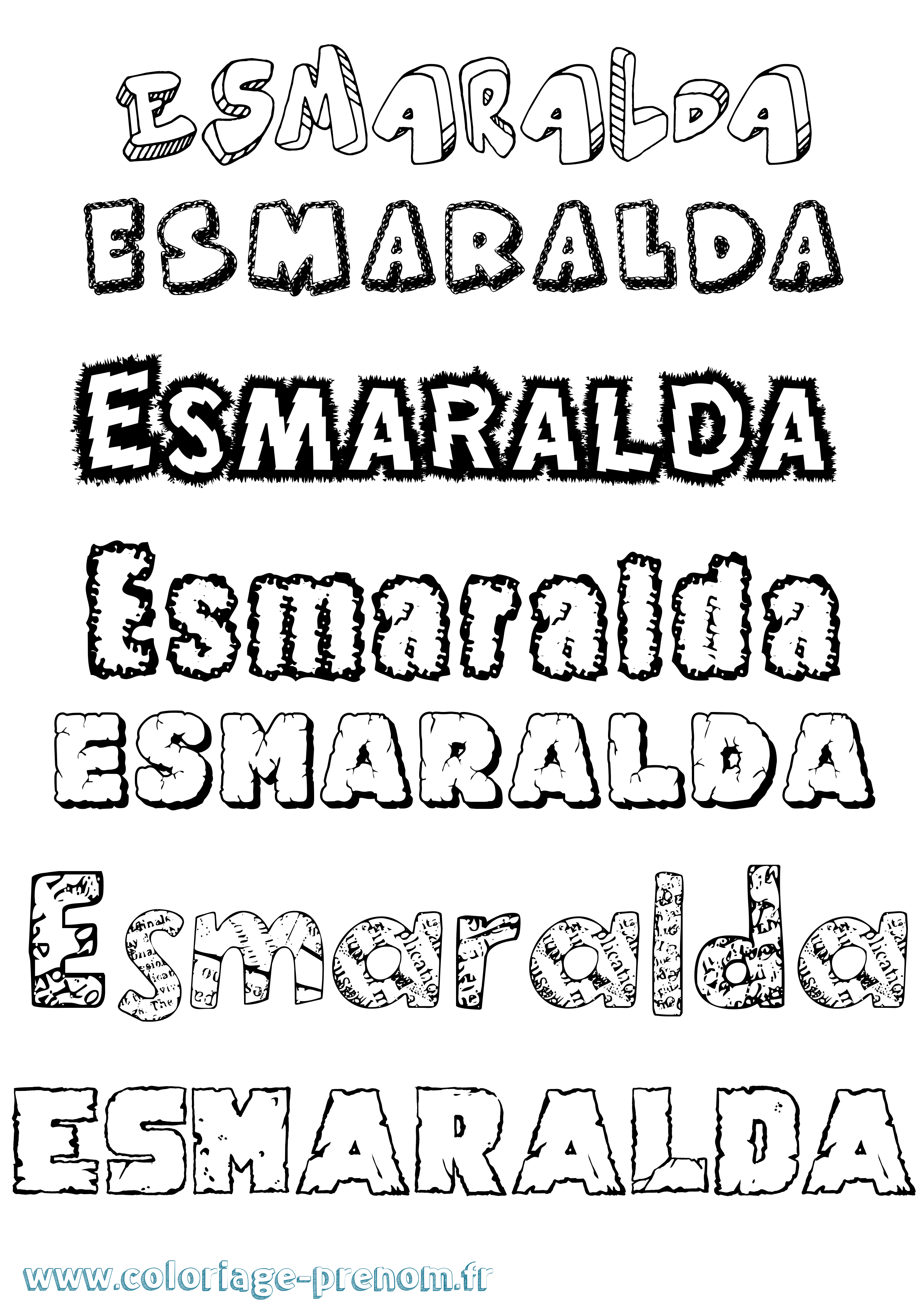 Coloriage Esmaralda Destructuré Coloriage prénom Esmaralda Destructuré