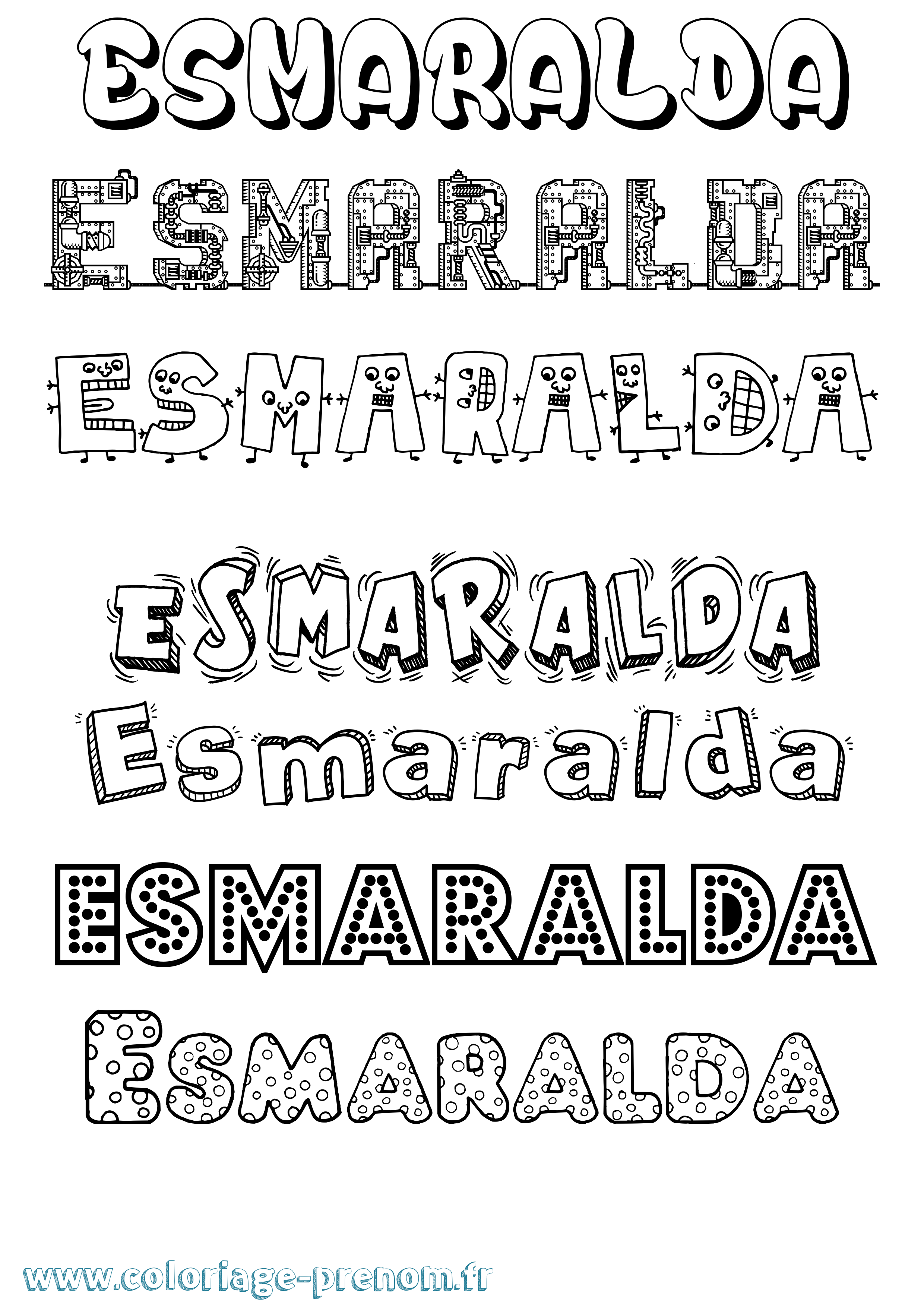Coloriage Esmaralda Fun Coloriage prénom Esmaralda Fun