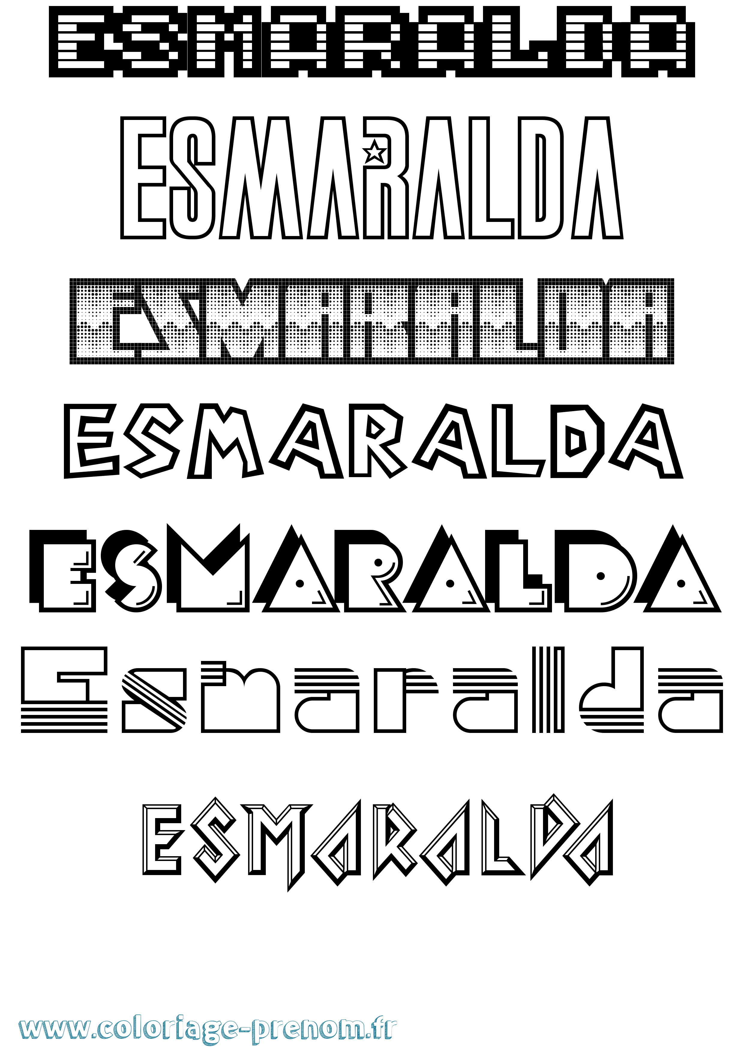 Coloriage Esmaralda Jeux Vidéos Coloriage prénom Esmaralda Jeux Vidéos