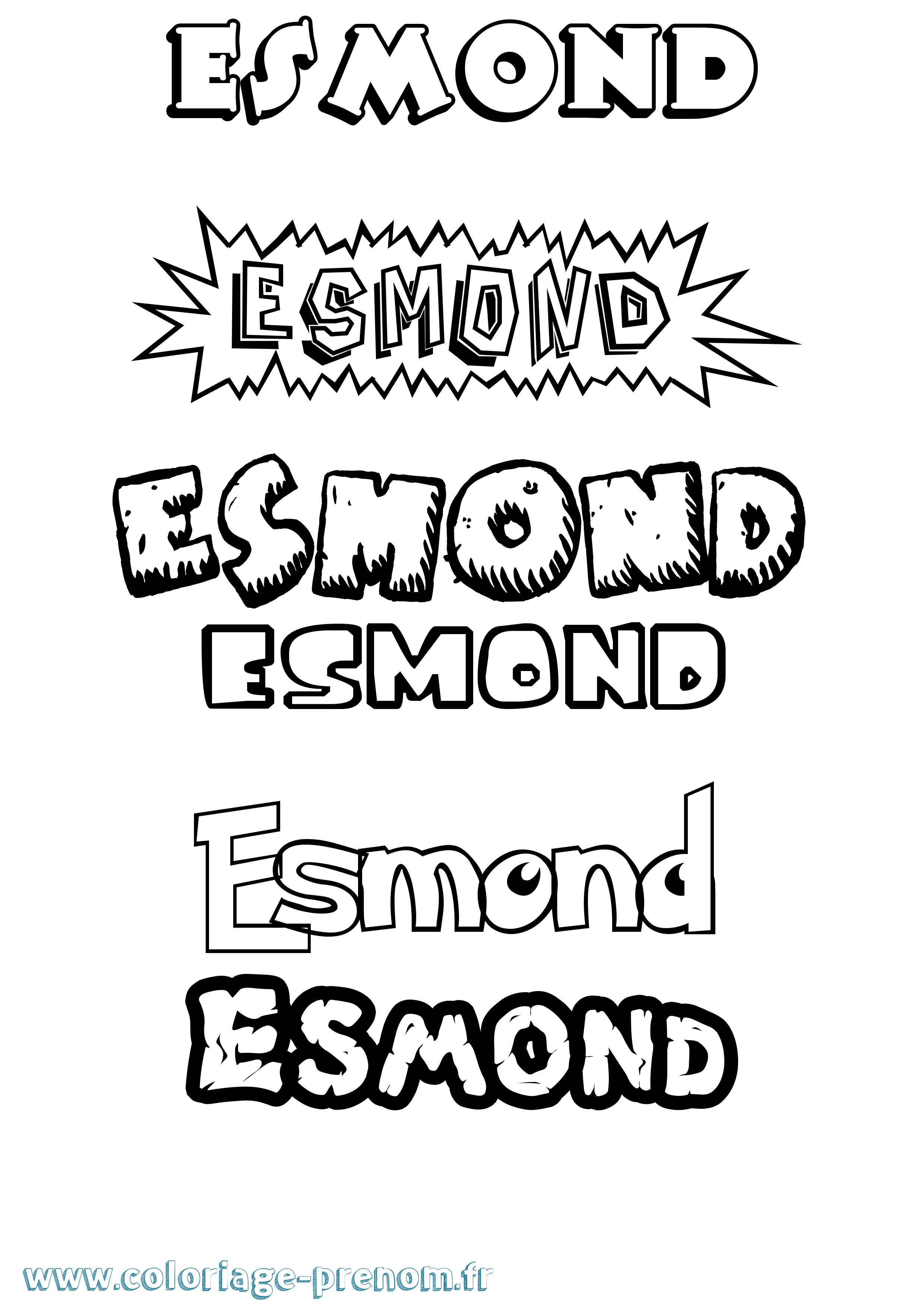 Coloriage Esmond Dessin Animé Coloriage prénom Esmond Dessin Animé
