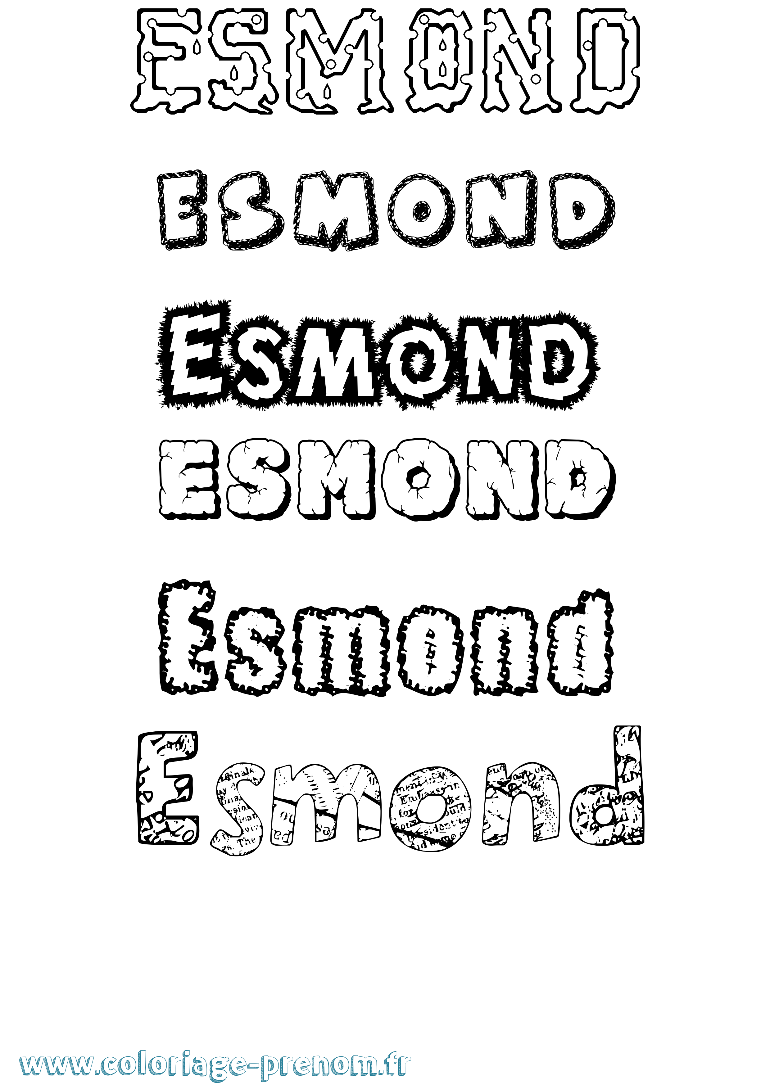 Coloriage Esmond Destructuré Coloriage prénom Esmond Destructuré