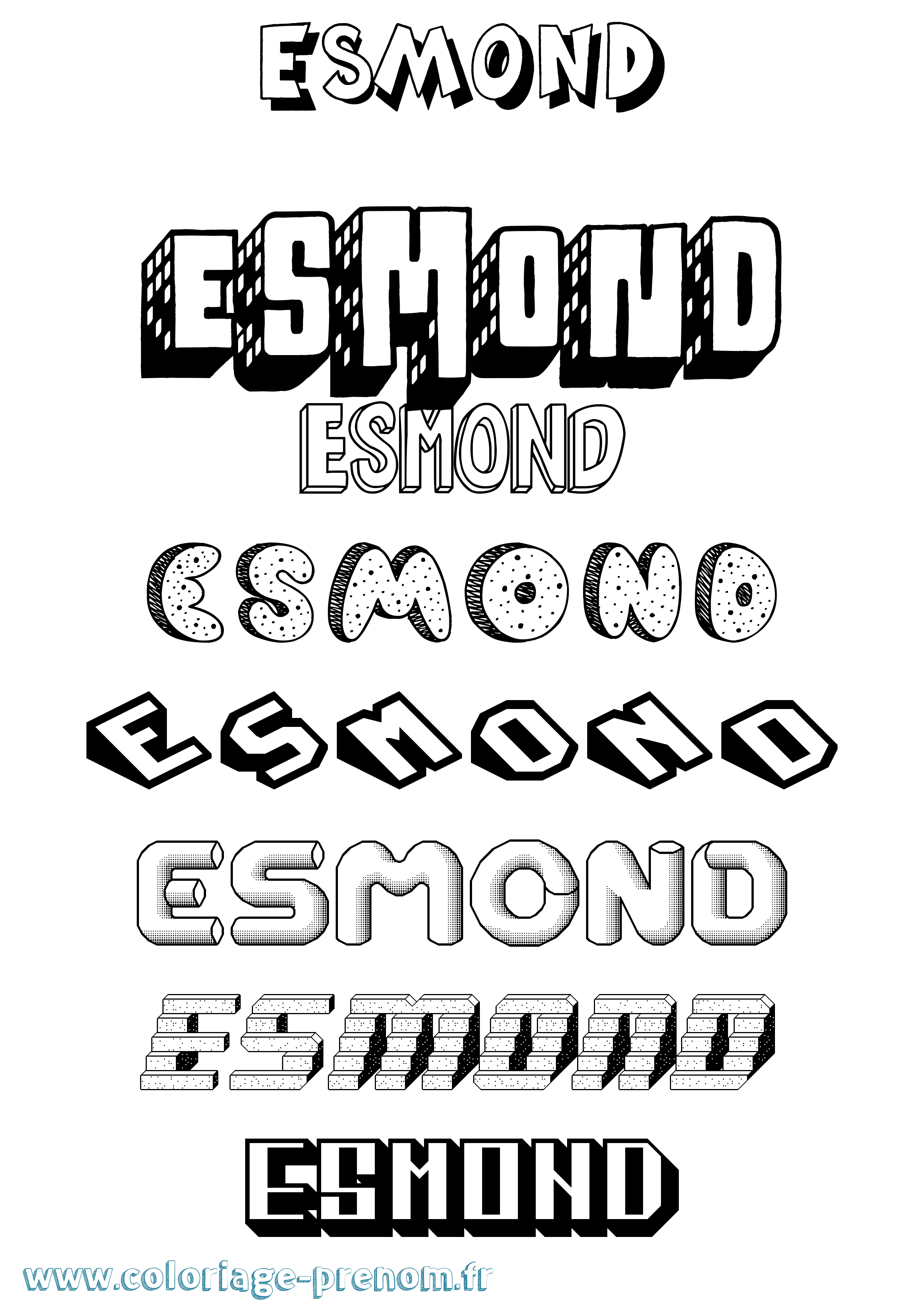 Coloriage Esmond Effet 3D Coloriage prénom Esmond Effet 3D