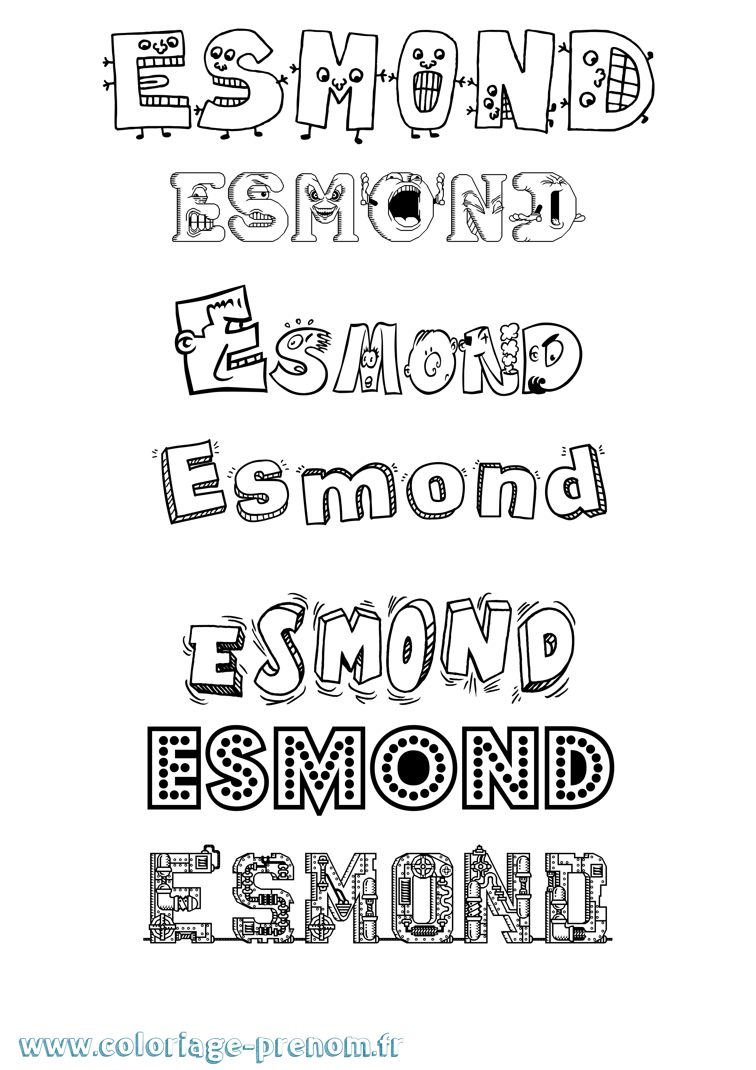 Coloriage Esmond Fun Coloriage prénom Esmond Fun