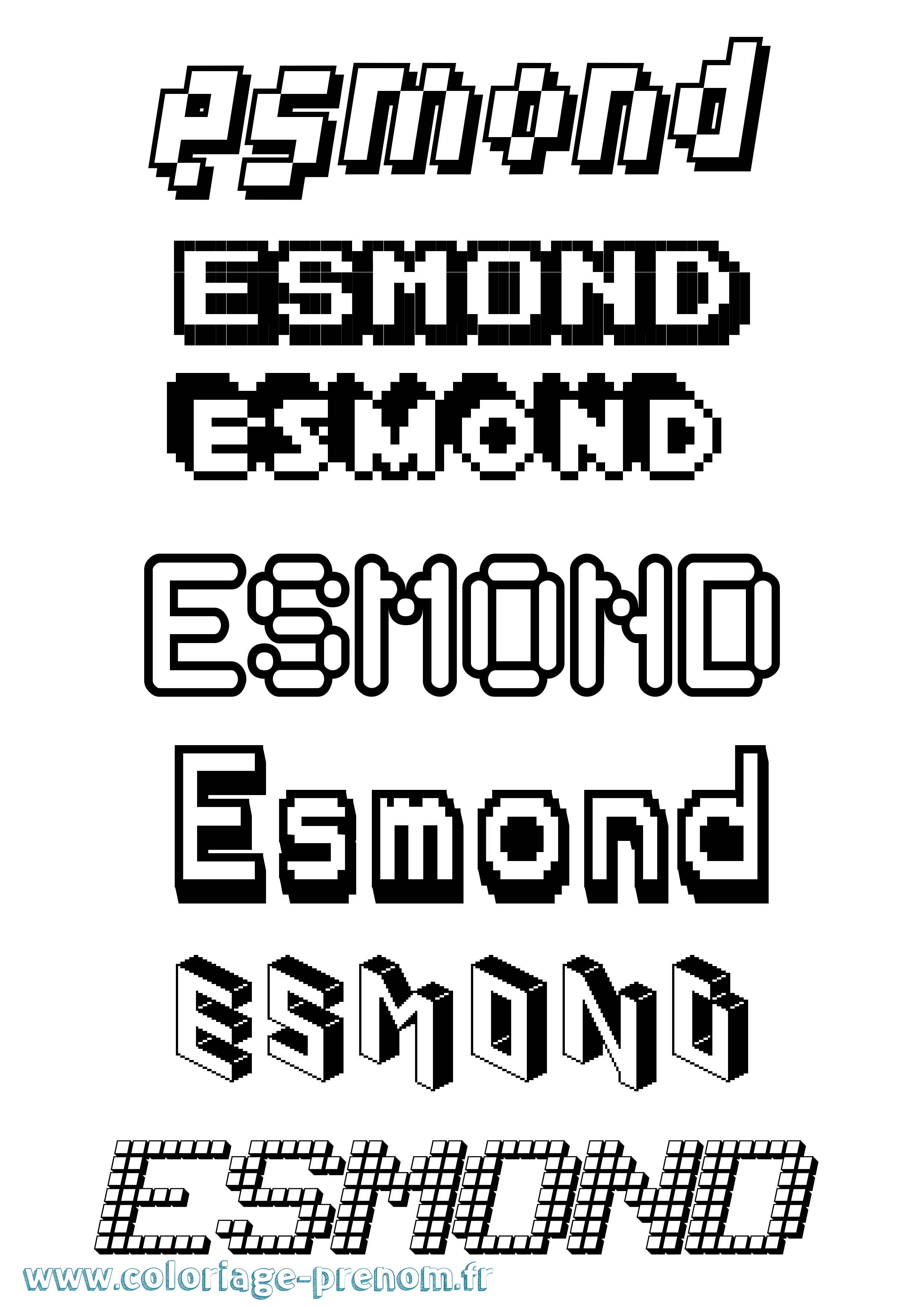 Coloriage Esmond Pixel Coloriage prénom Esmond Pixel