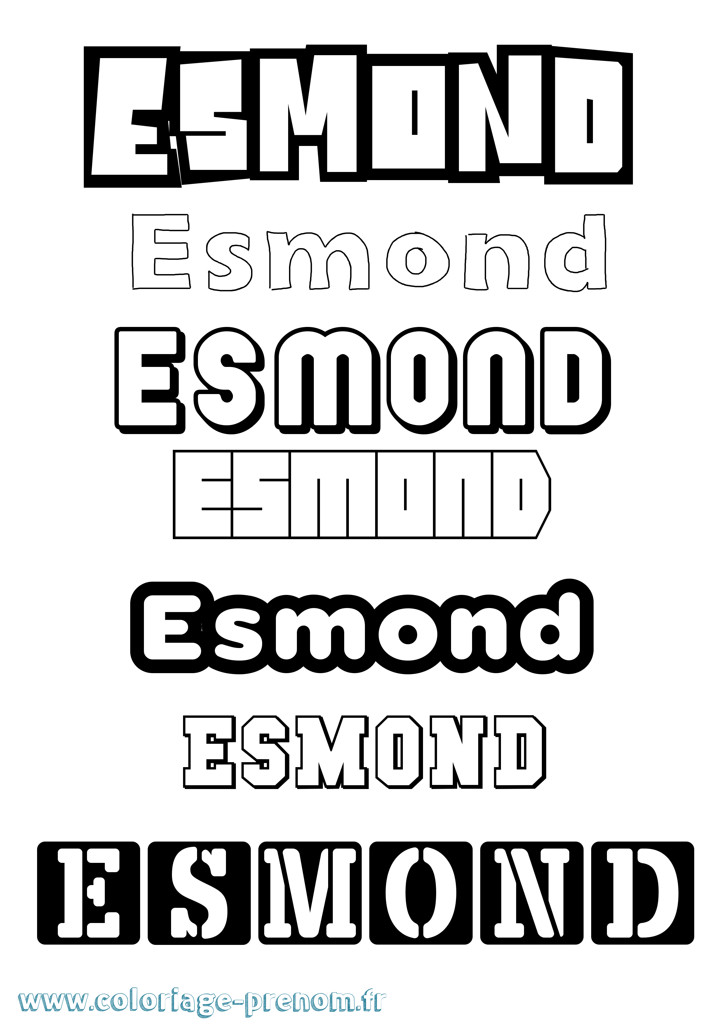 Coloriage Esmond Simple Coloriage prénom Esmond Simple