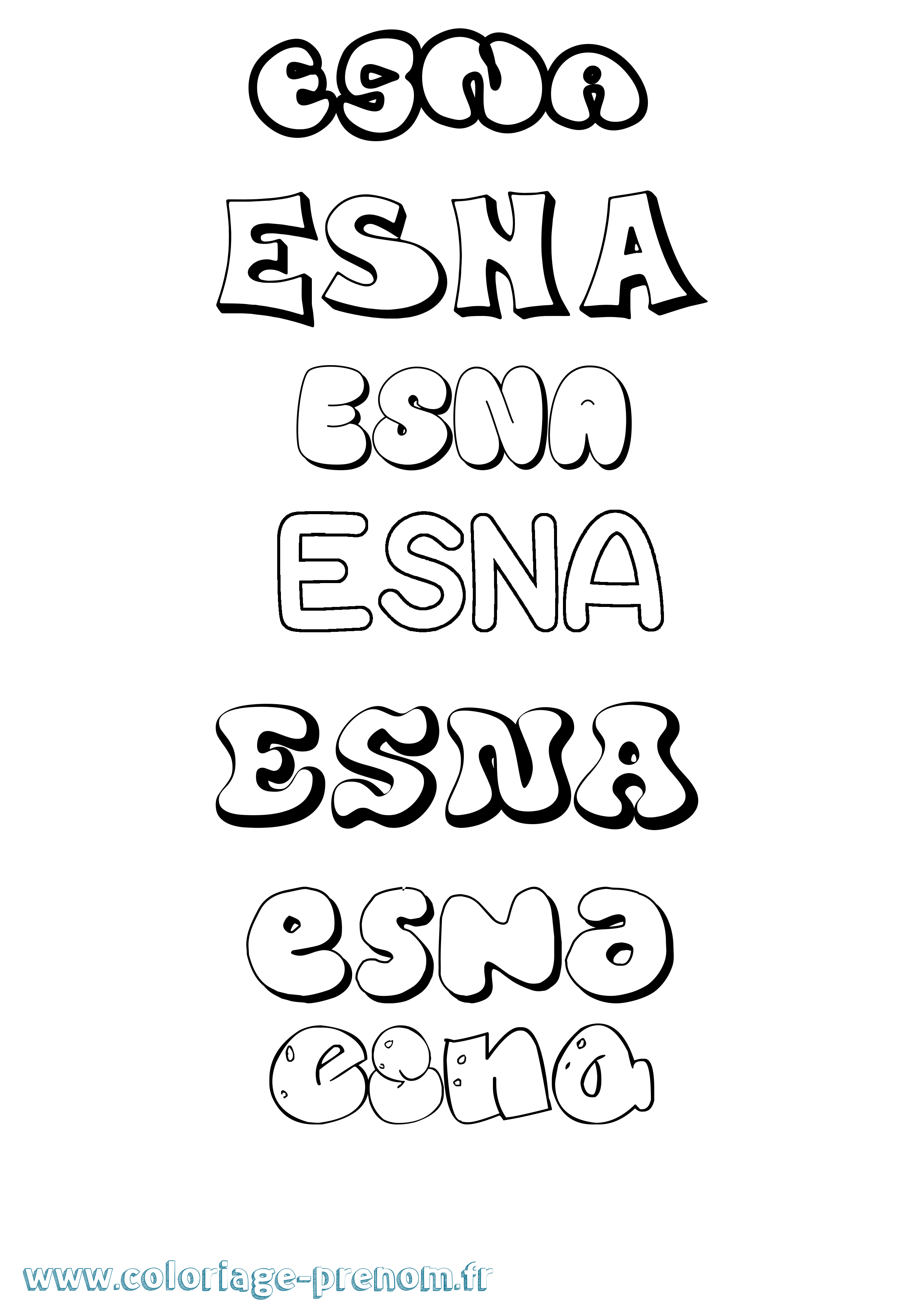 Coloriage Esna Bubble Coloriage prénom Esna Bubble