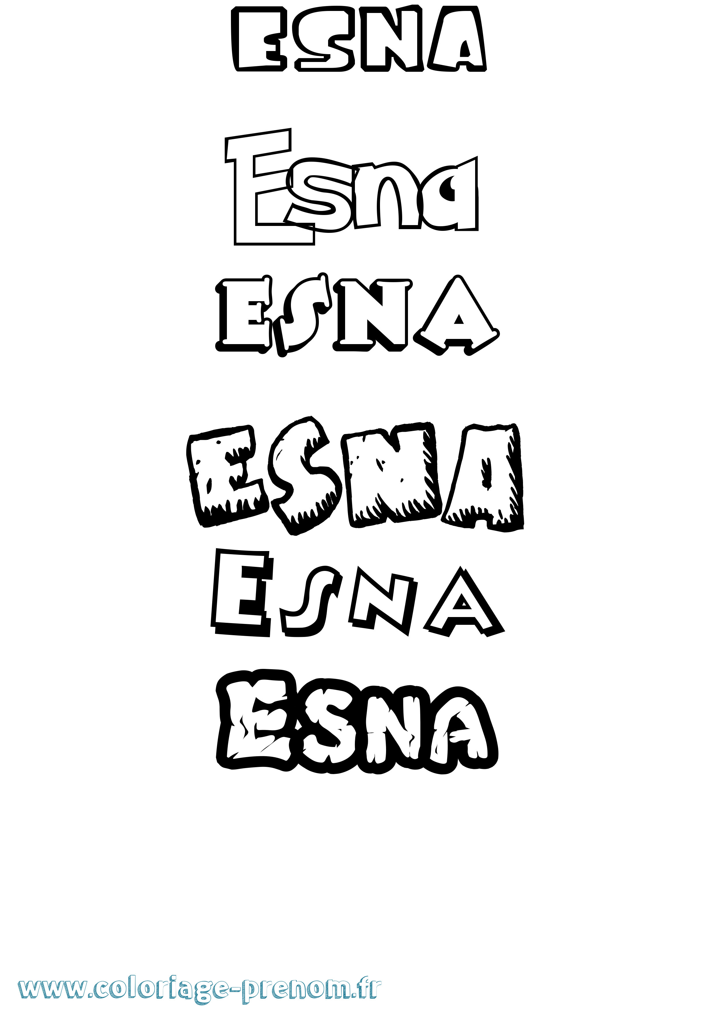 Coloriage Esna Dessin Animé Coloriage prénom Esna Dessin Animé
