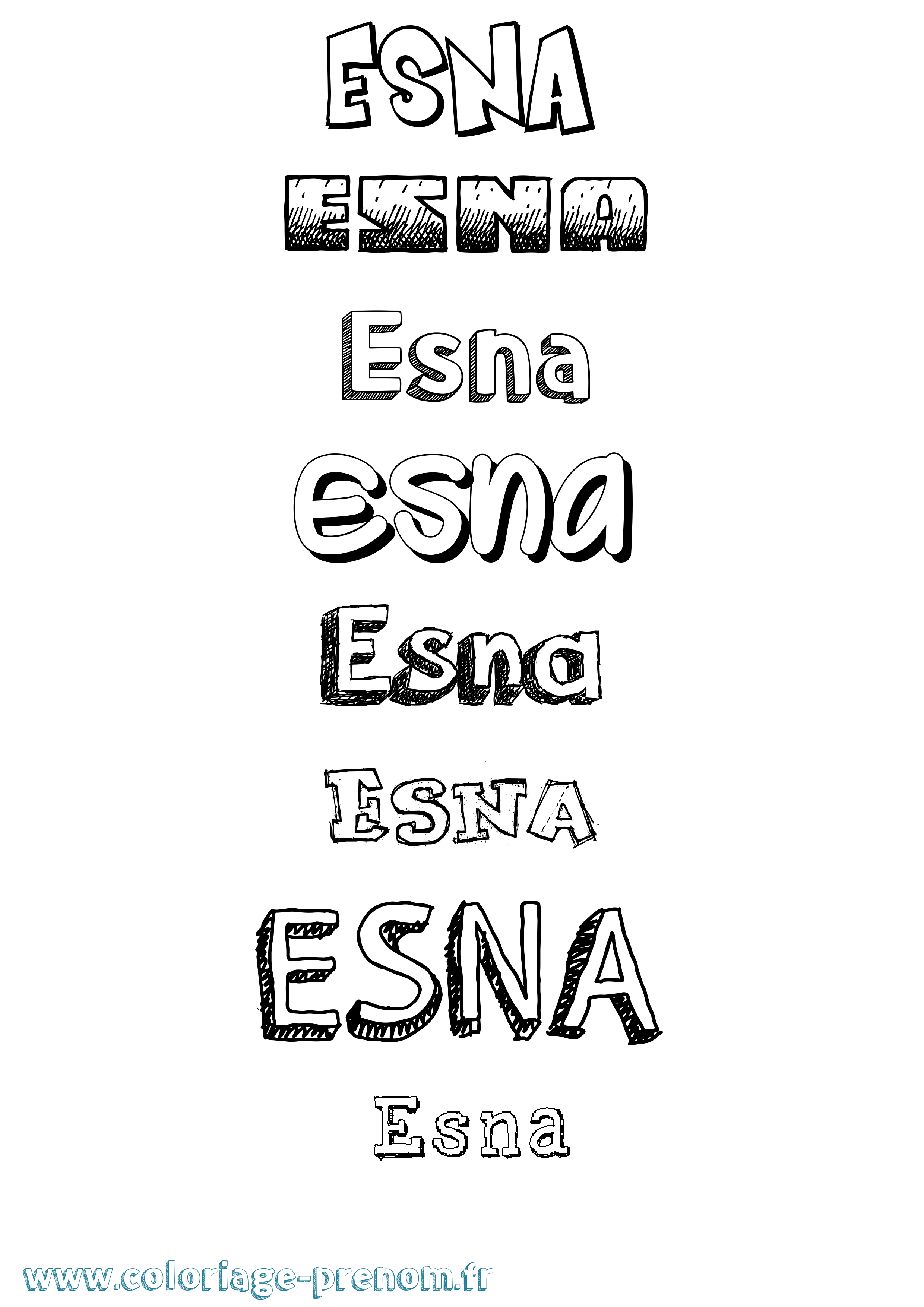 Coloriage Esna Dessiné Coloriage prénom Esna Dessiné