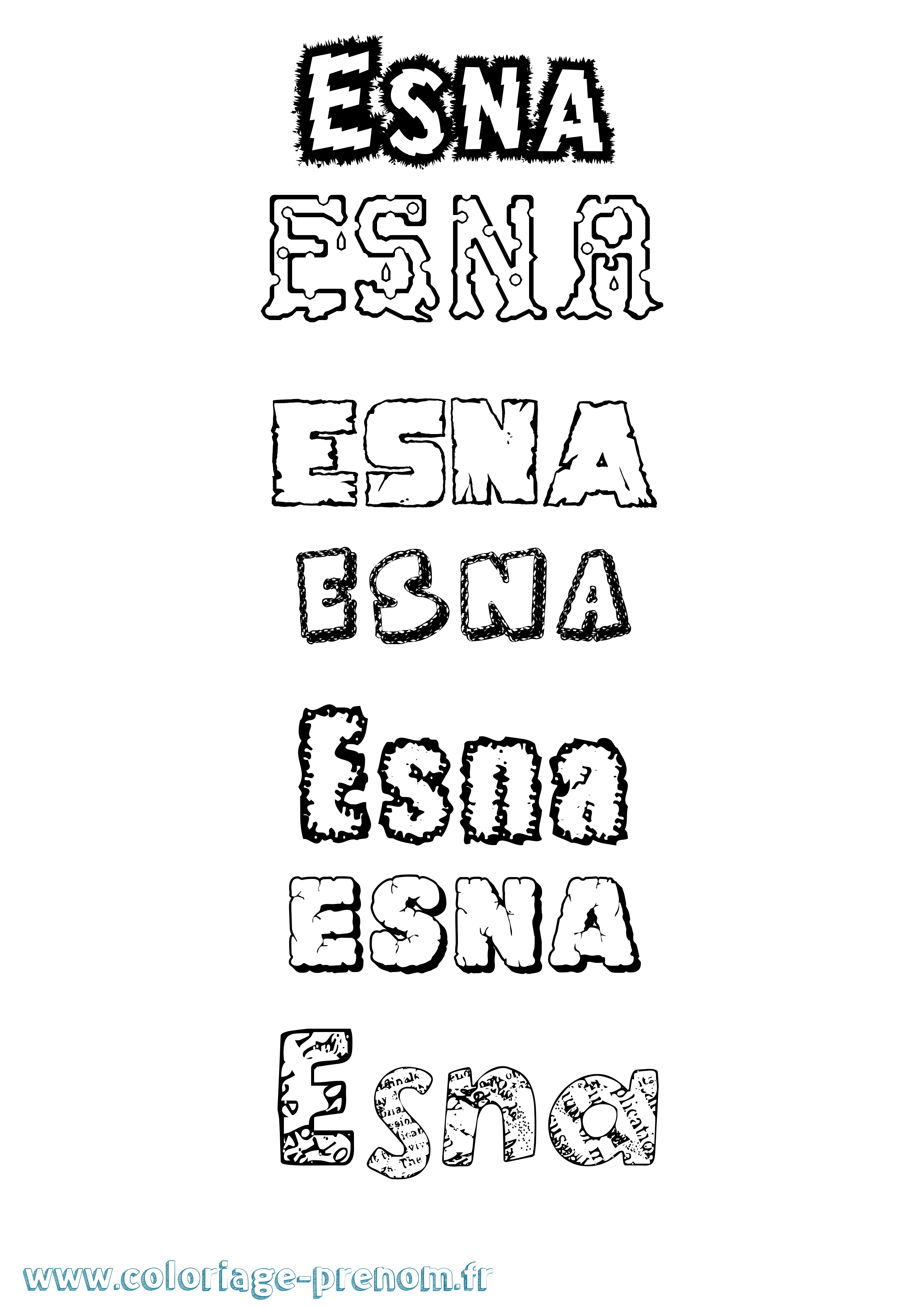 Coloriage Esna Destructuré Coloriage prénom Esna Destructuré