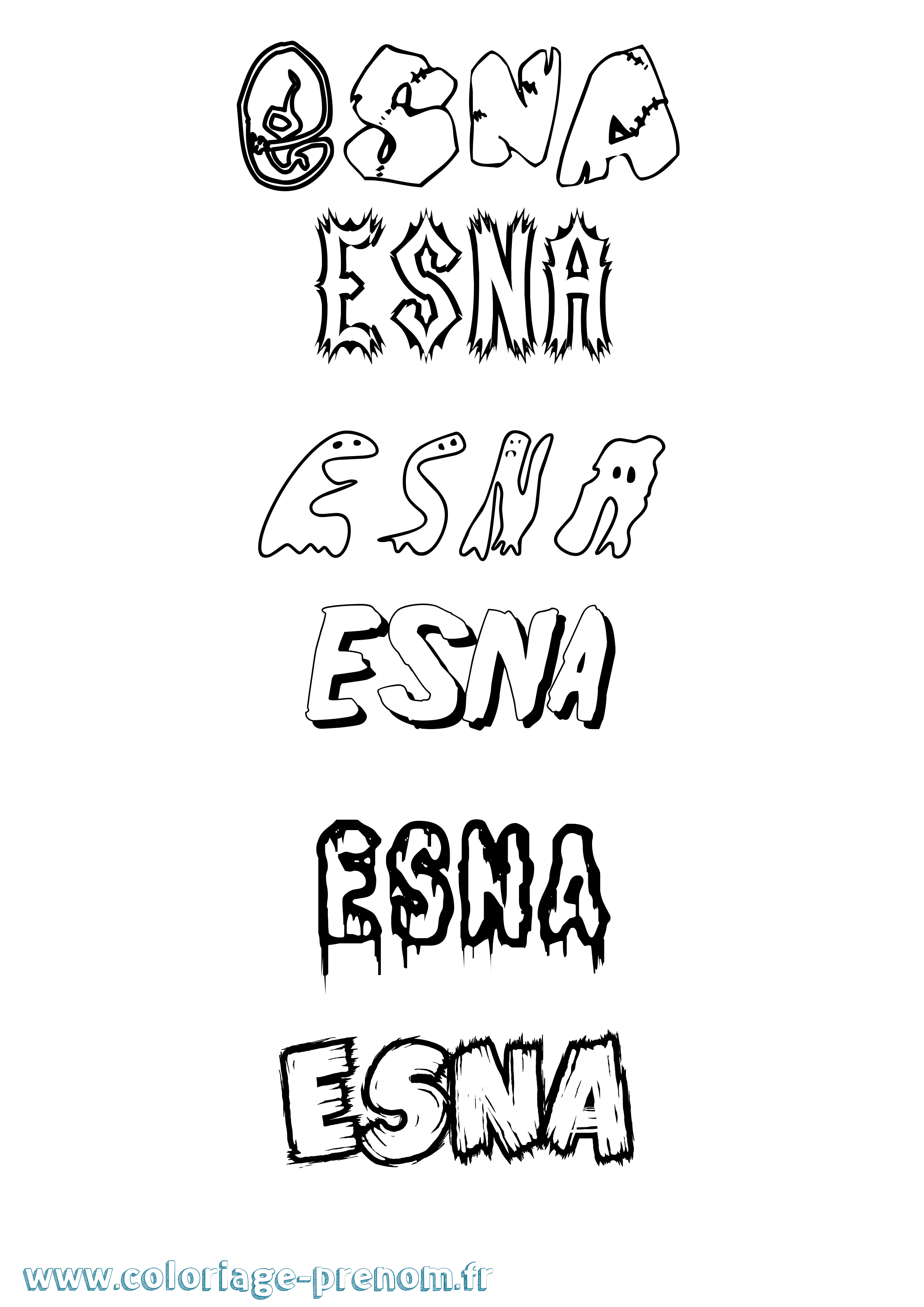 Coloriage Esna Frisson Coloriage prénom Esna Frisson