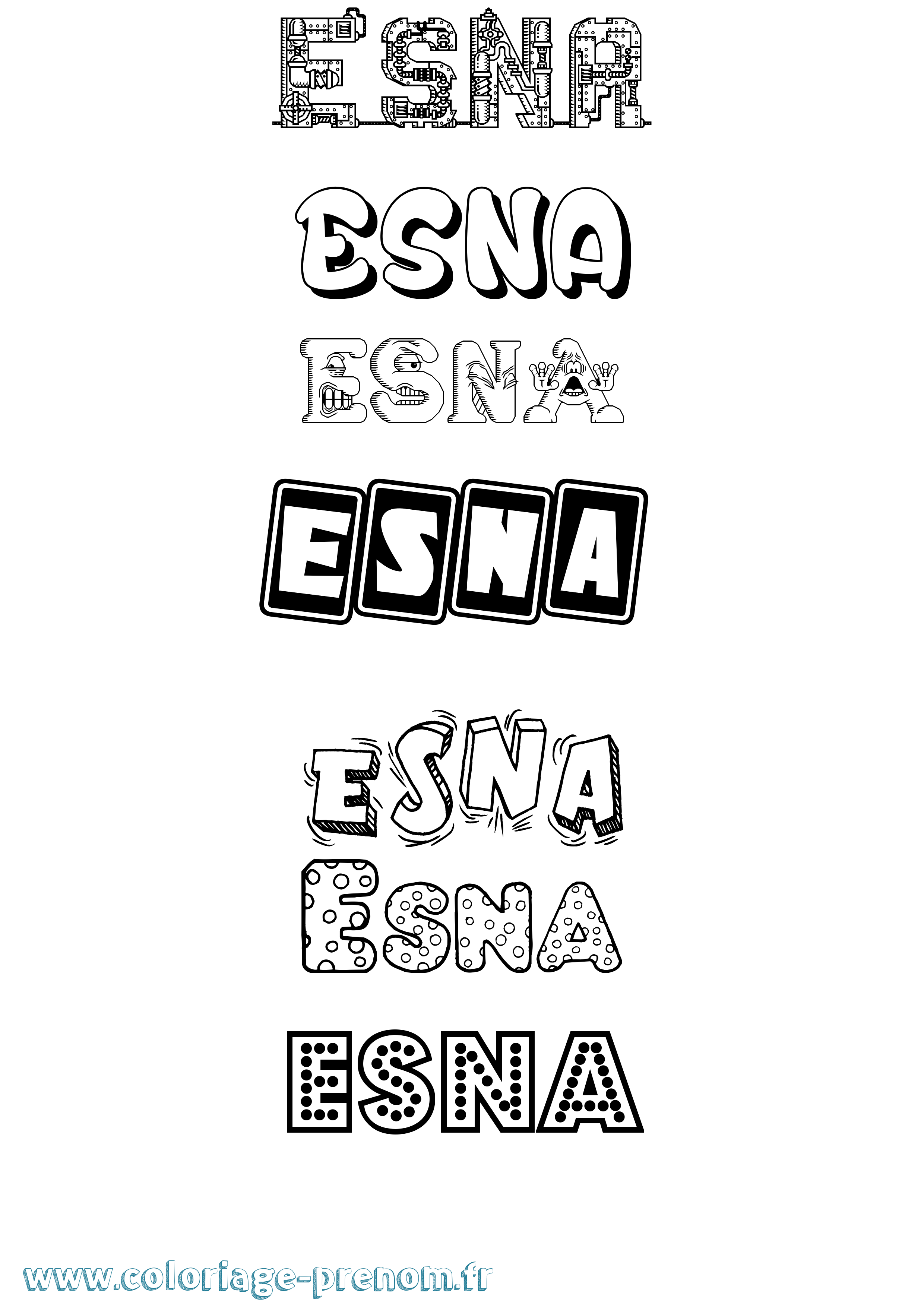 Coloriage Esna Fun Coloriage prénom Esna Fun