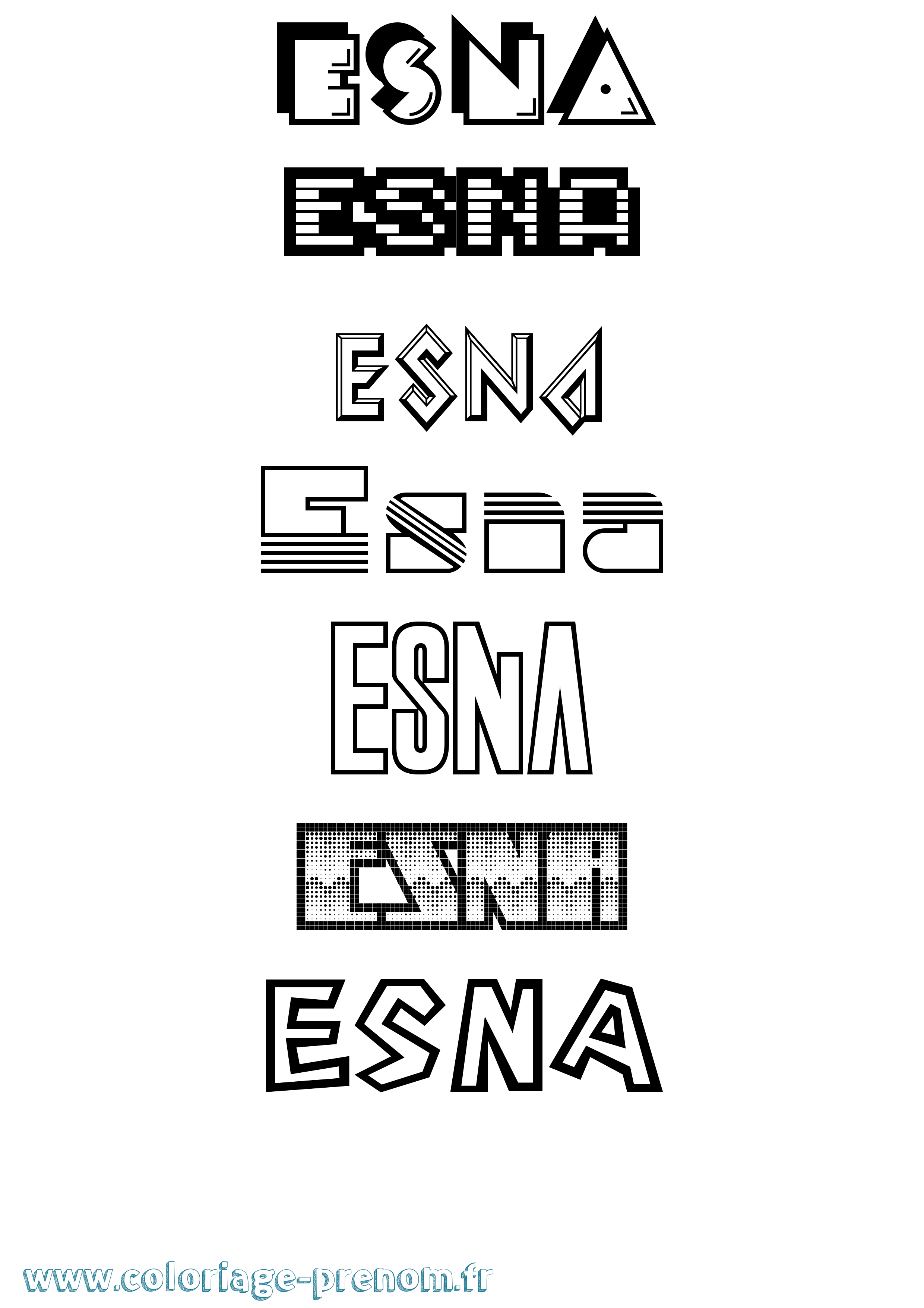 Coloriage Esna Jeux Vidéos Coloriage prénom Esna Jeux Vidéos