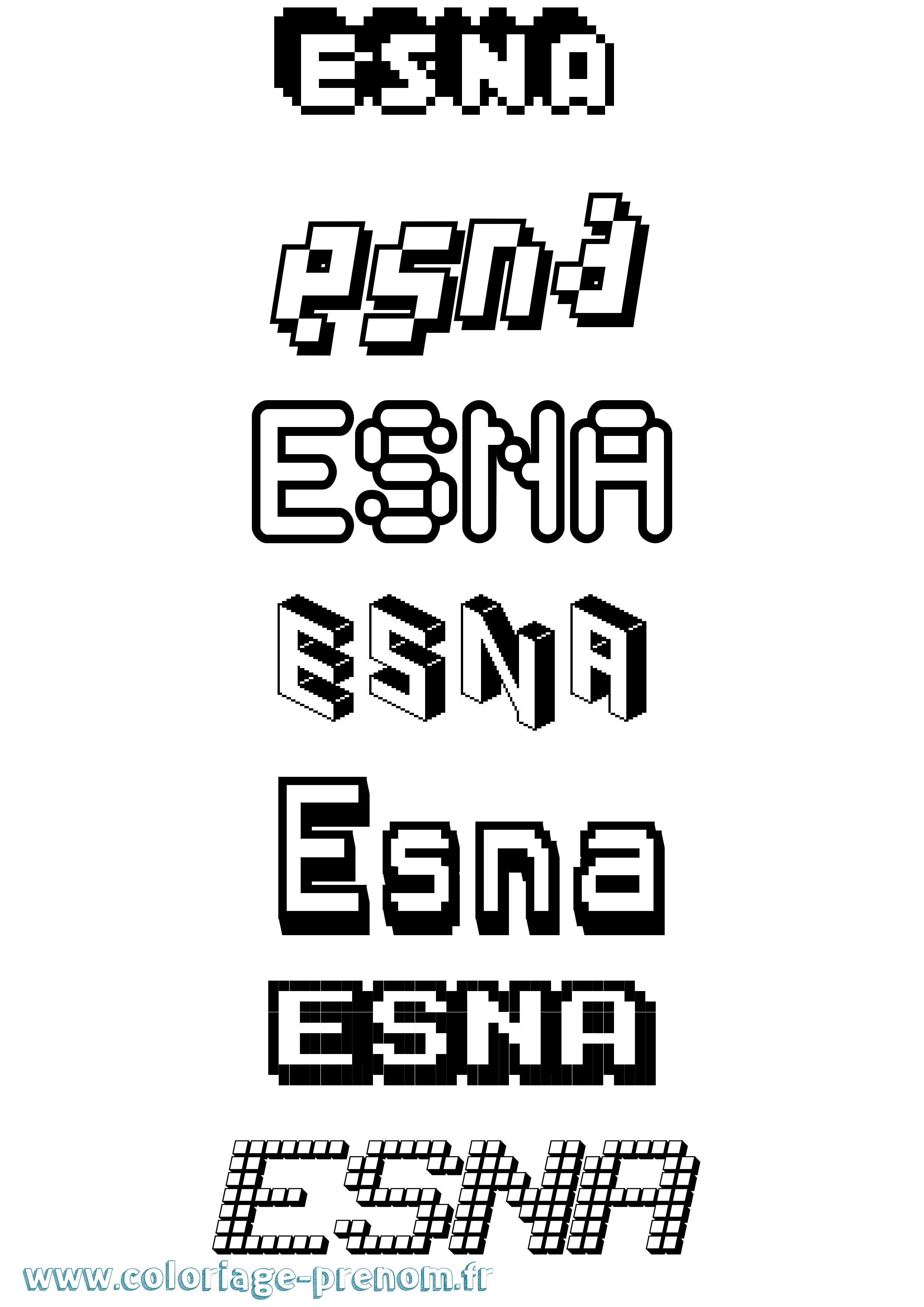 Coloriage Esna Pixel Coloriage prénom Esna Pixel