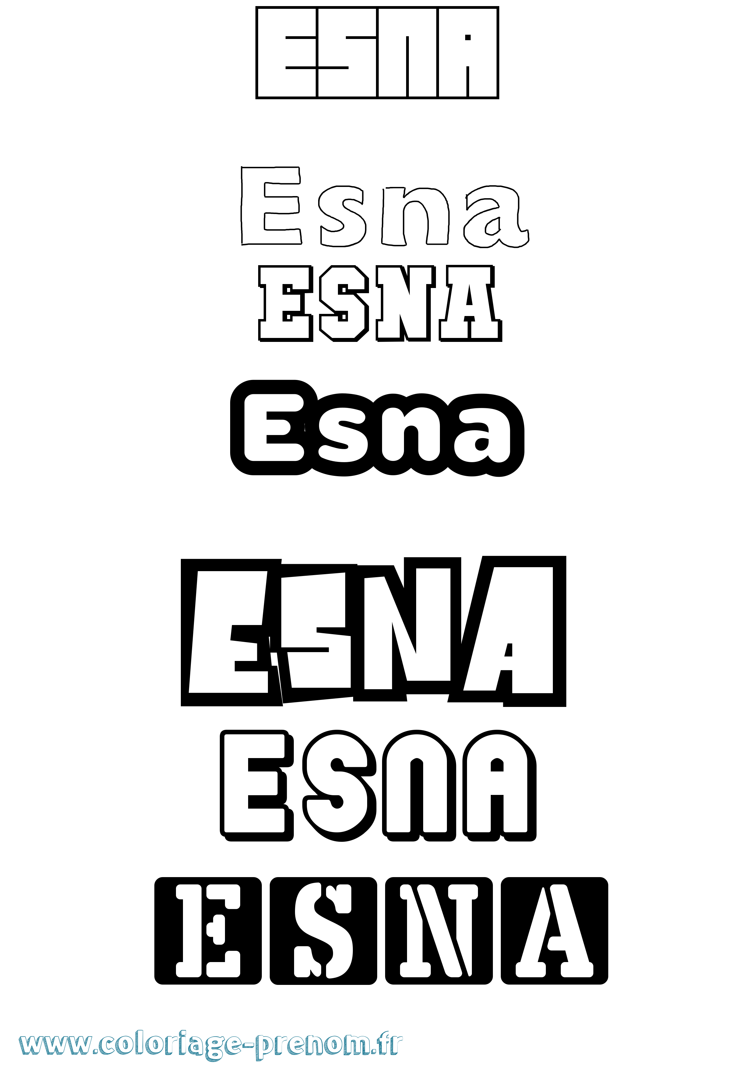 Coloriage Esna Simple Coloriage prénom Esna Simple