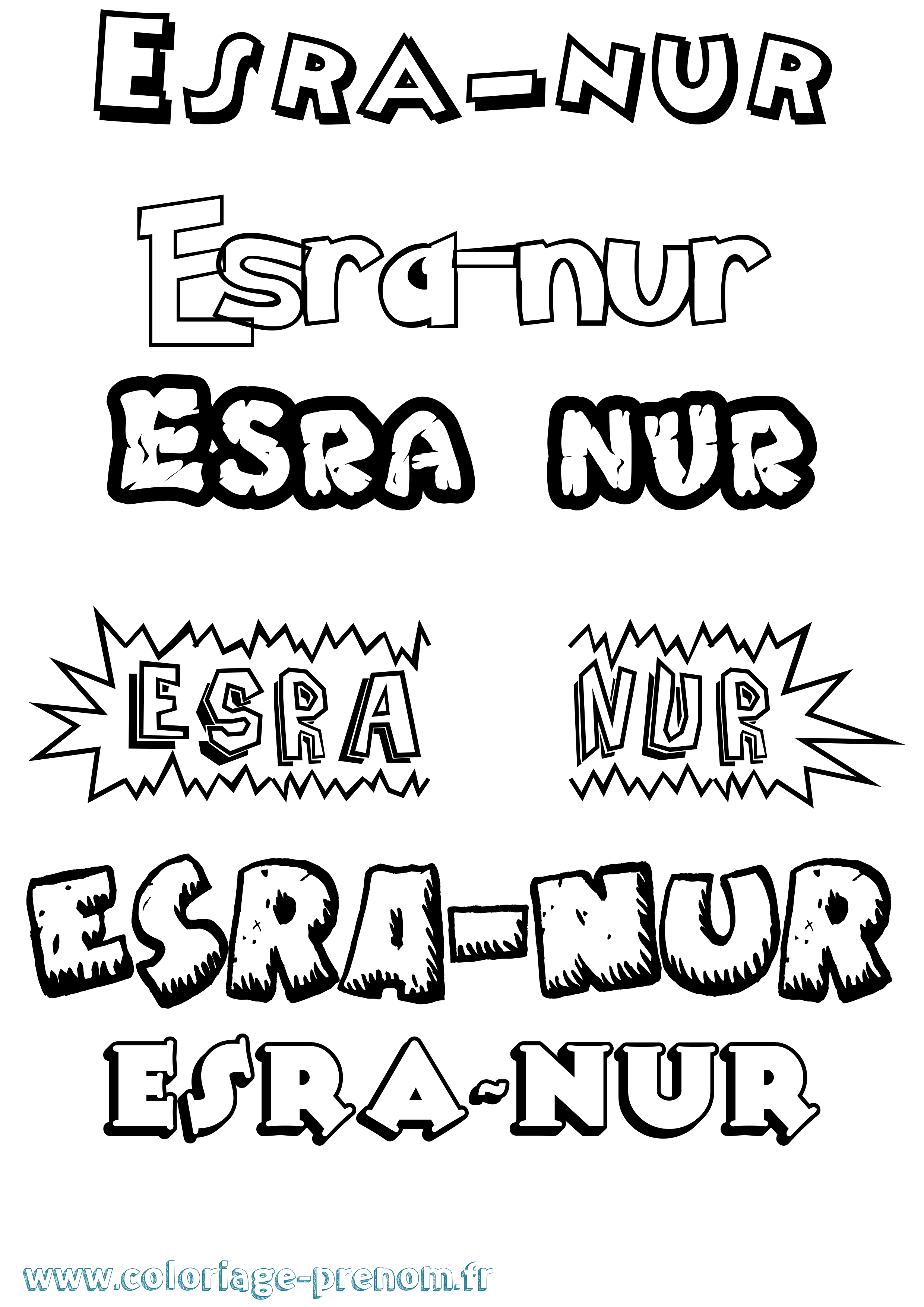 Coloriage Esra-Nur Dessin Animé Coloriage prénom Esra-Nur Dessin Animé