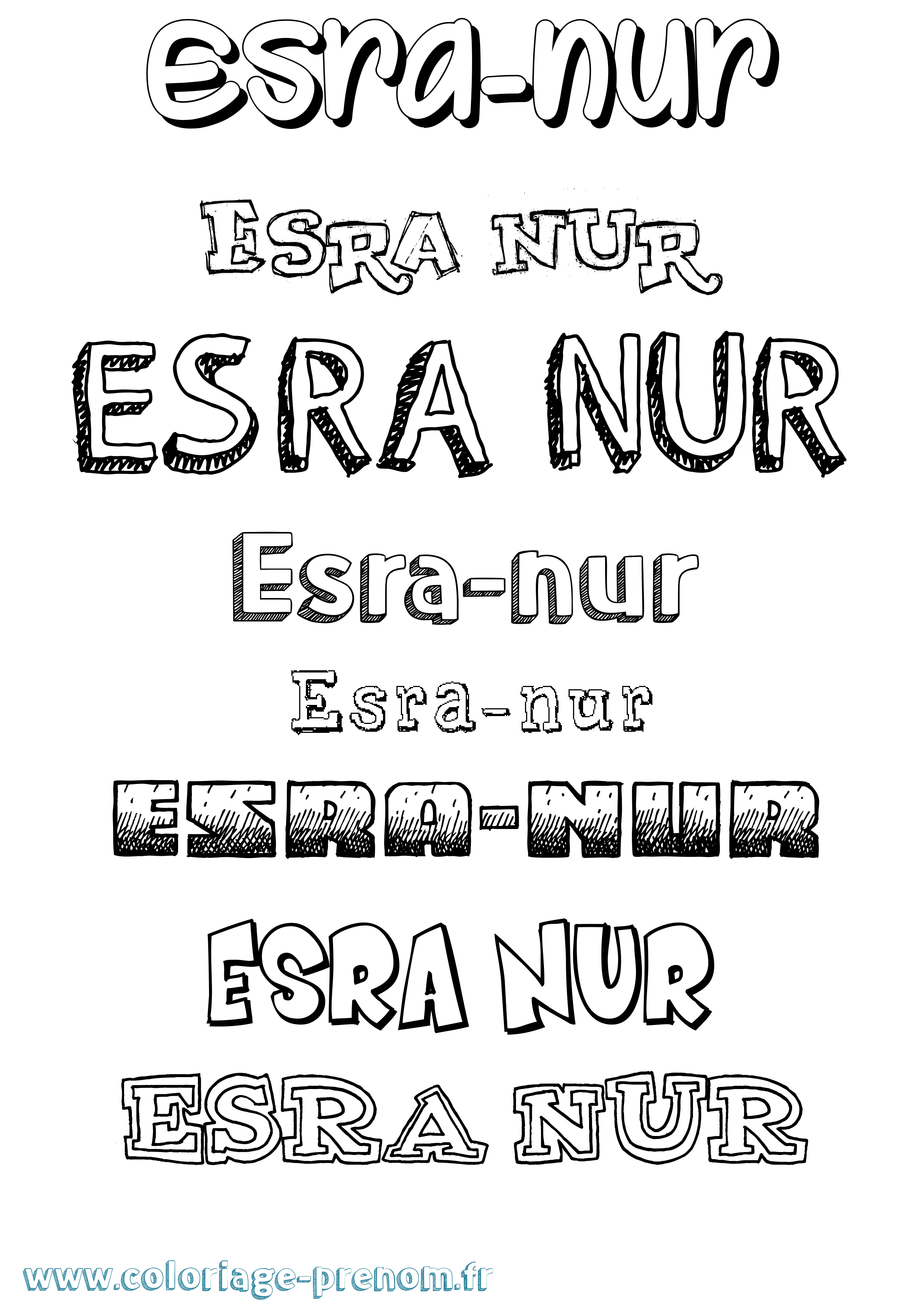 Coloriage Esra-Nur Dessiné Coloriage prénom Esra-Nur Dessiné