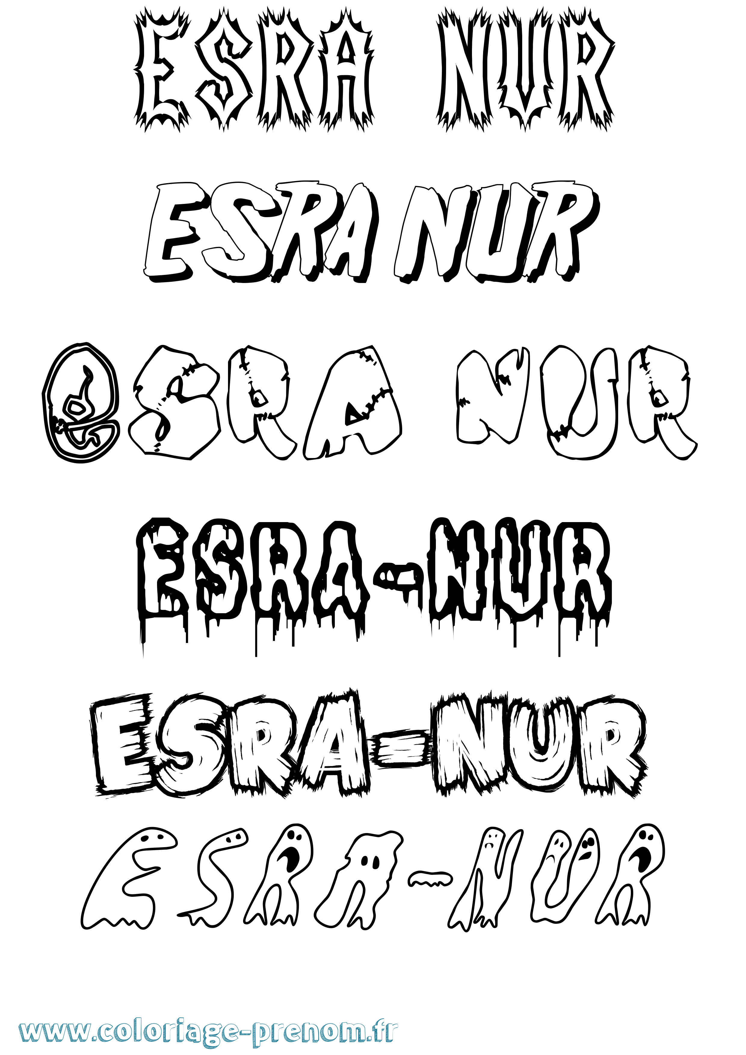 Coloriage Esra-Nur Frisson Coloriage prénom Esra-Nur Frisson