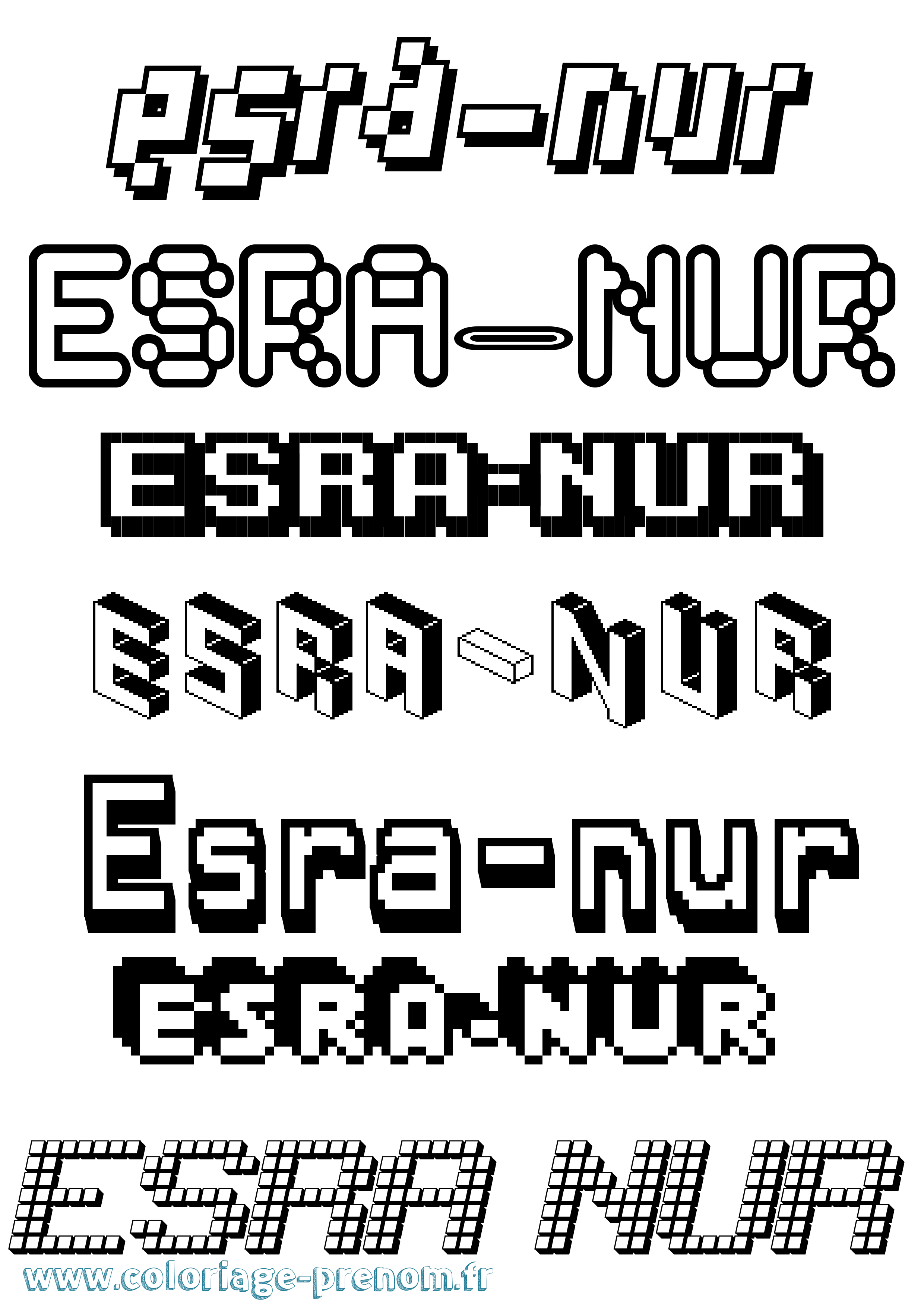 Coloriage Esra-Nur Pixel Coloriage prénom Esra-Nur Pixel