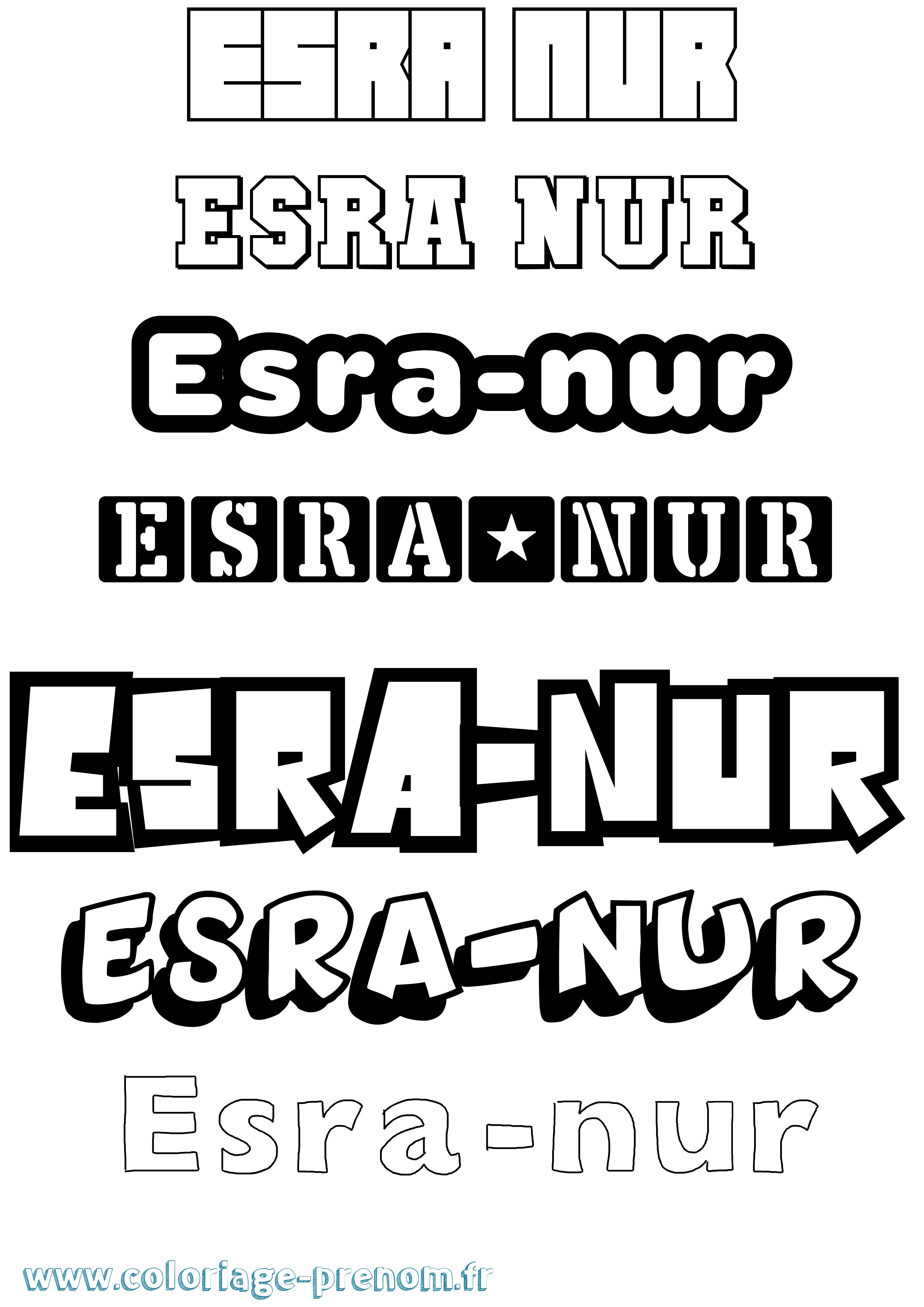 Coloriage Esra-Nur Simple Coloriage prénom Esra-Nur Simple