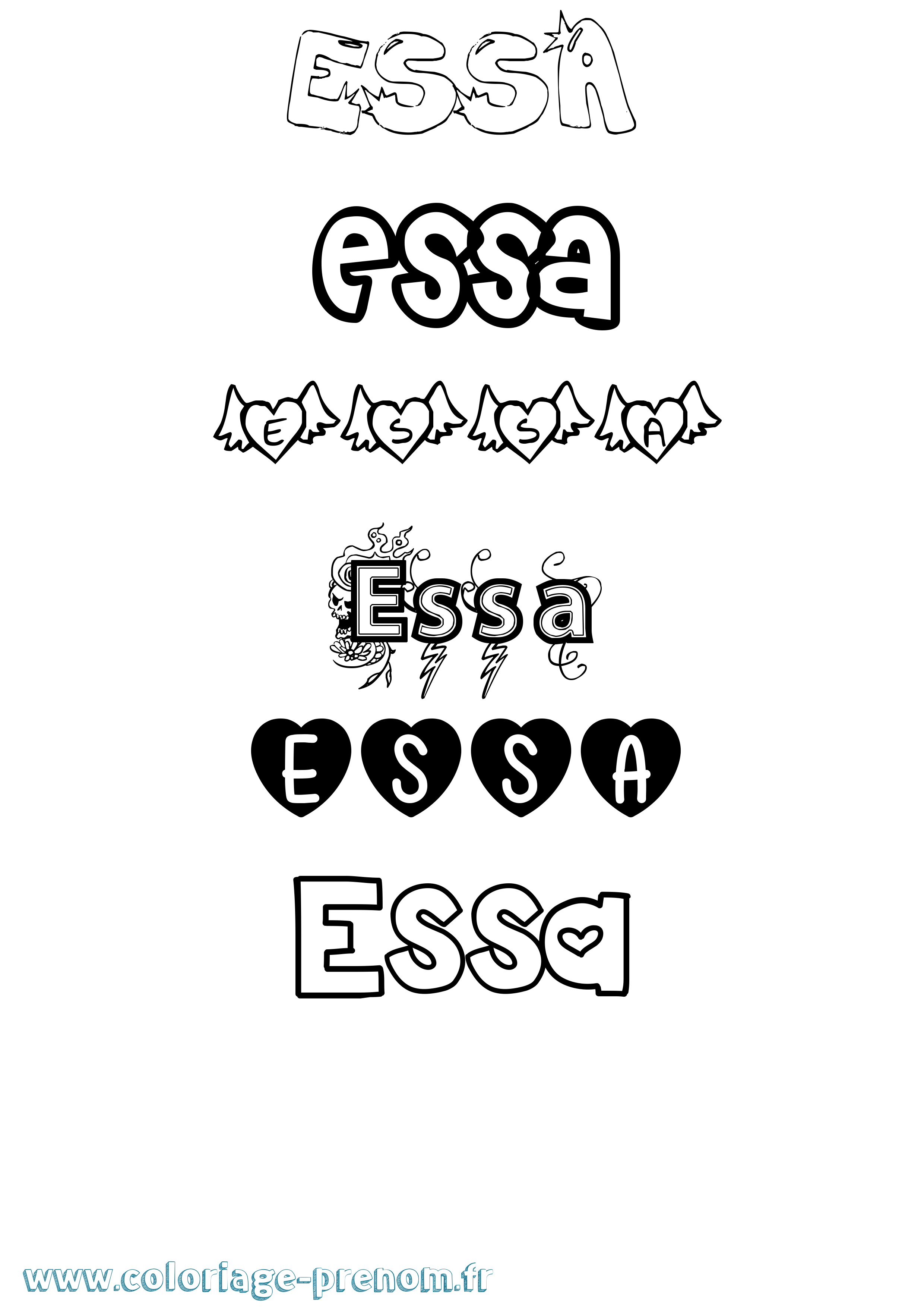 Coloriage Essa Girly Coloriage prénom Essa Girly