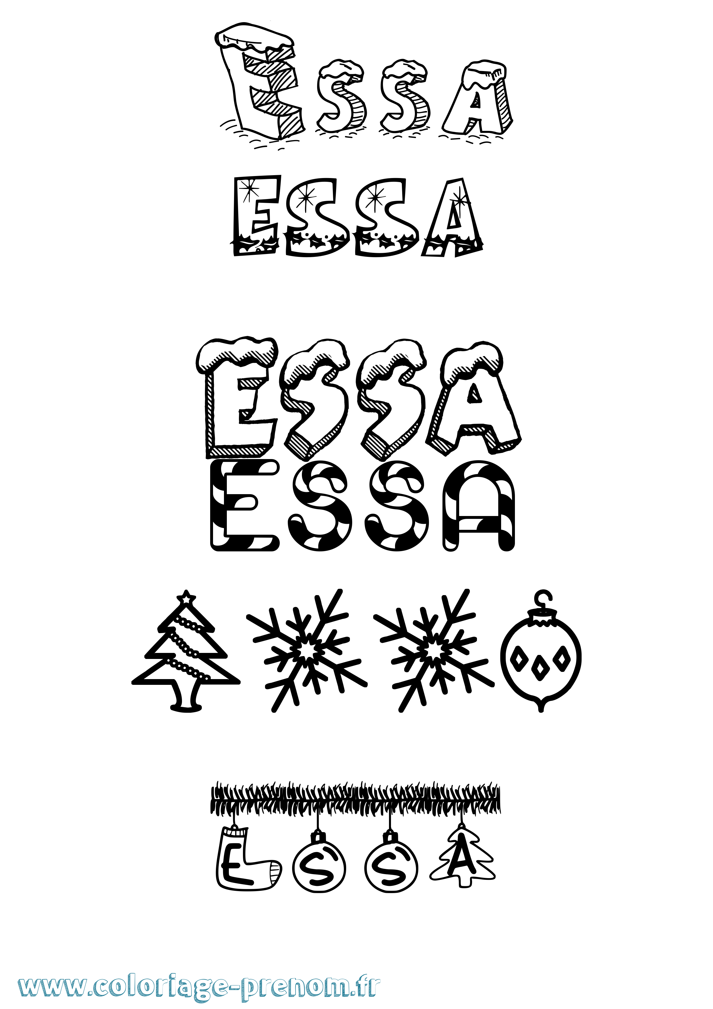 Coloriage Essa Noël Coloriage prénom Essa Noël
