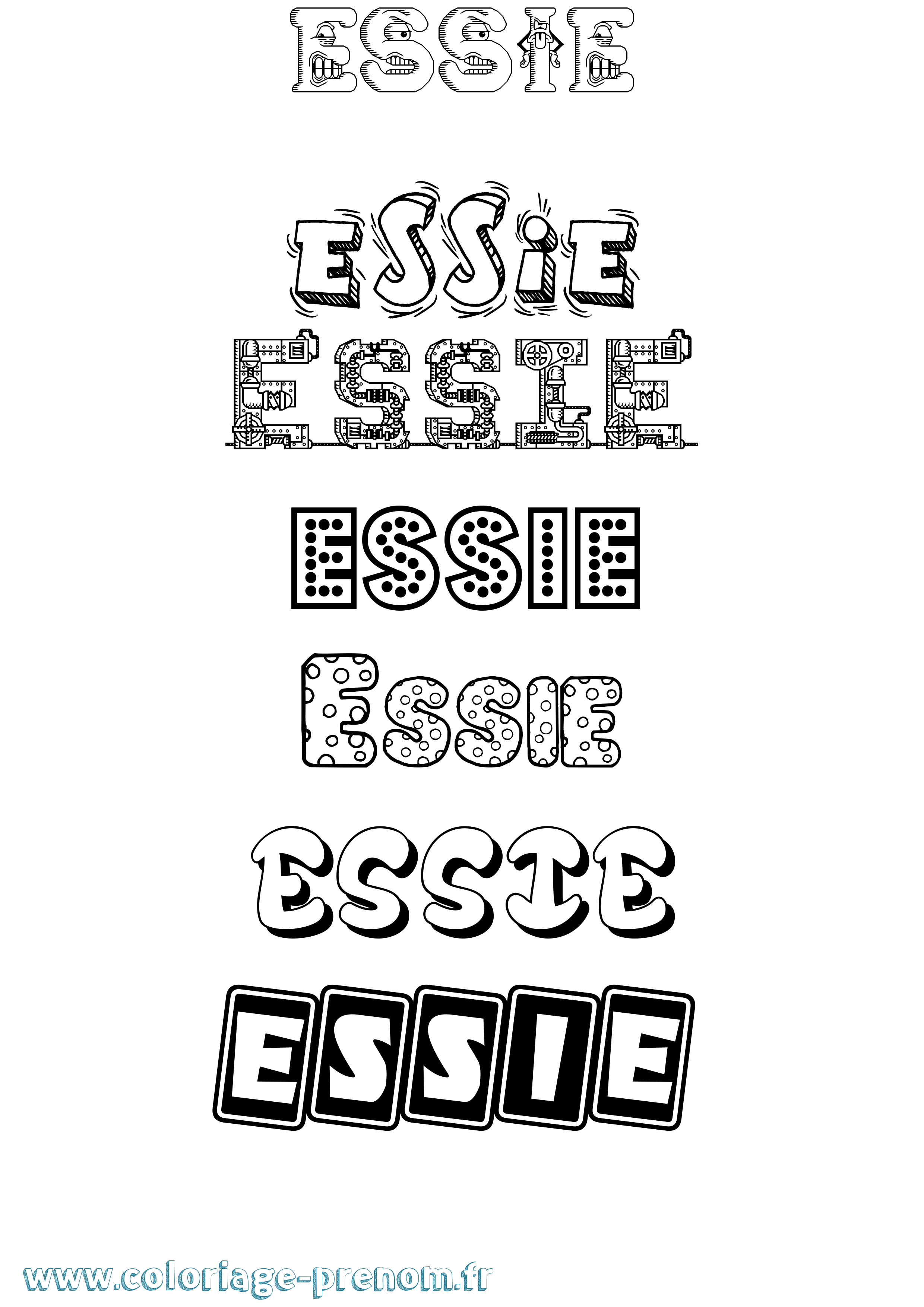 Coloriage Essie Fun Coloriage prénom Essie Fun
