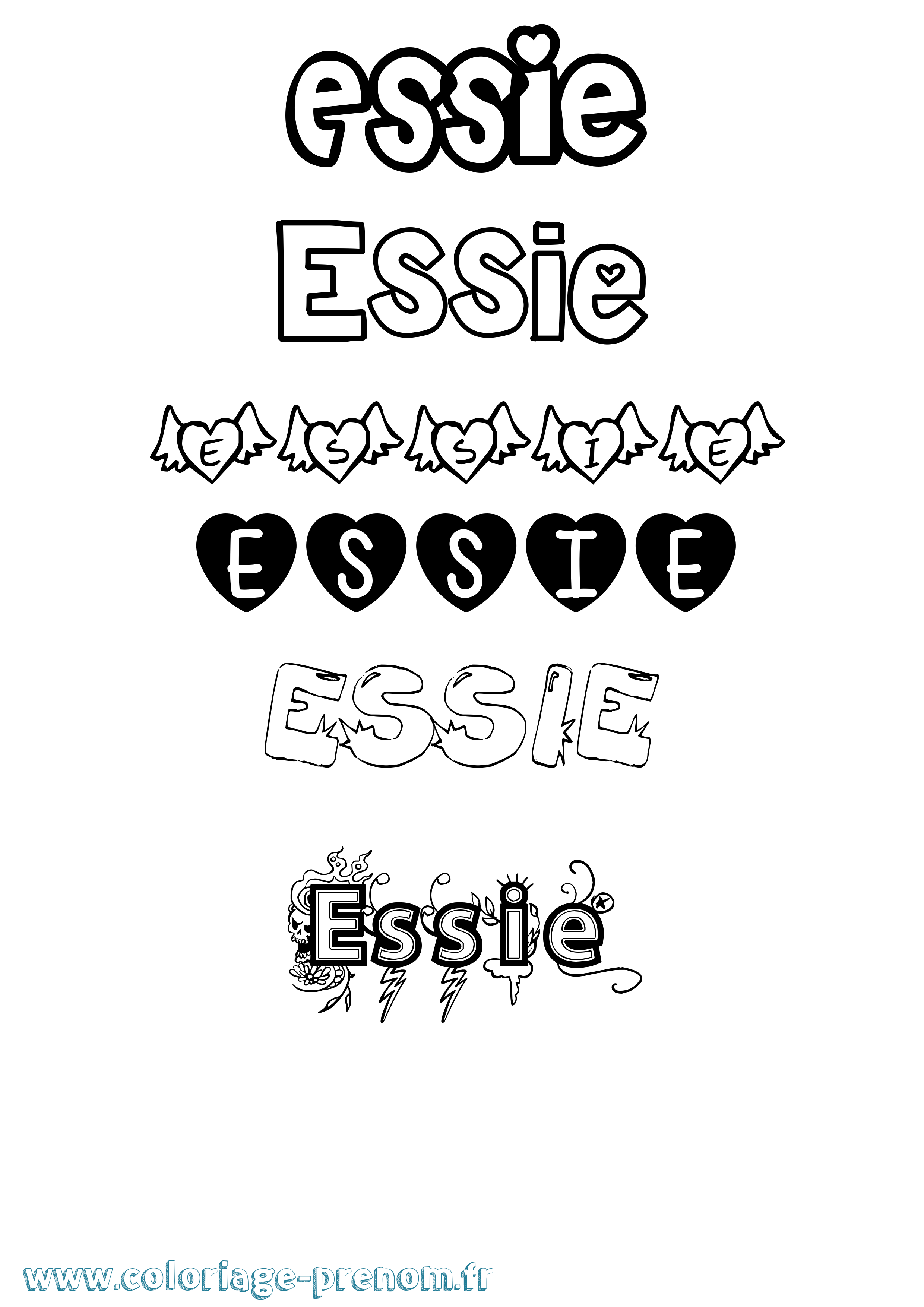 Coloriage Essie Girly Coloriage prénom Essie Girly