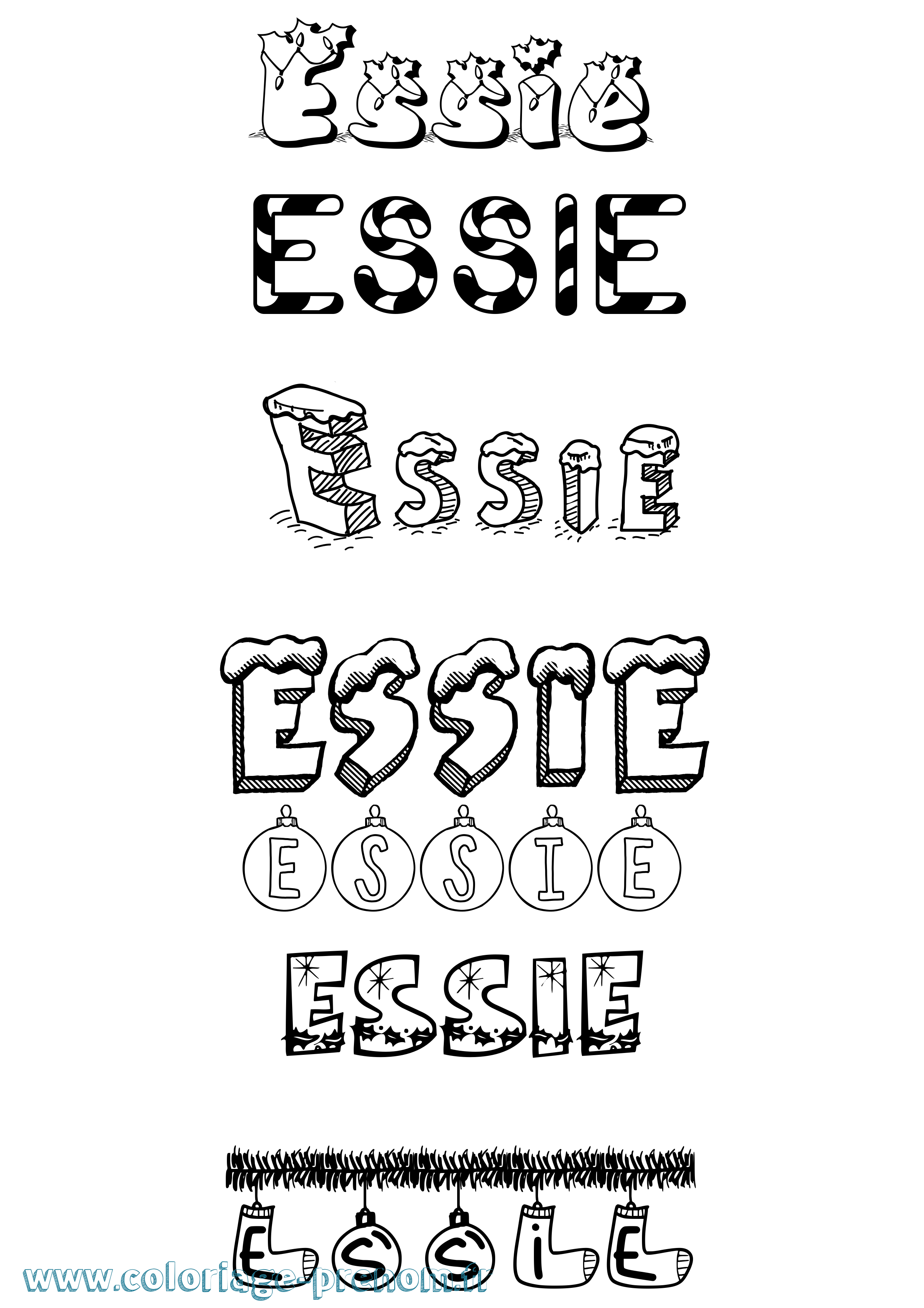 Coloriage Essie Noël Coloriage prénom Essie Noël
