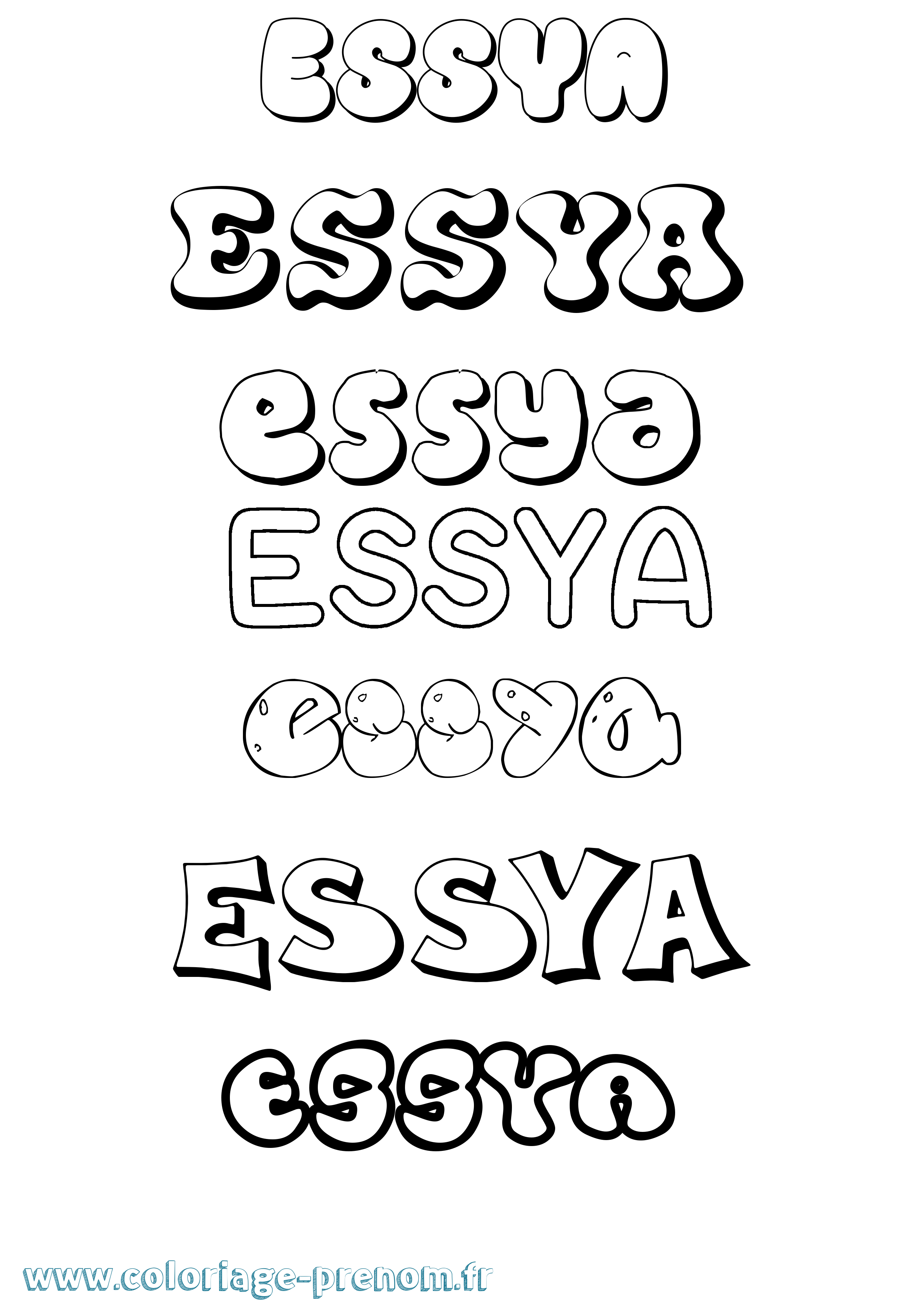 Coloriage Essya Bubble Coloriage prénom Essya Bubble